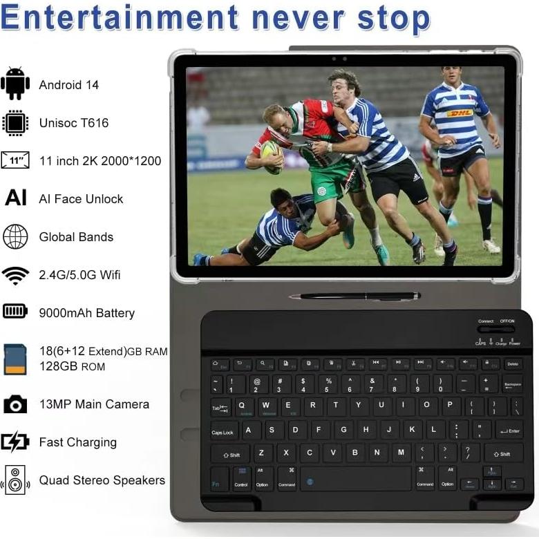 Tableta Android 14 YHWHHI 11" 18GB RAM 128GB 2 en 1