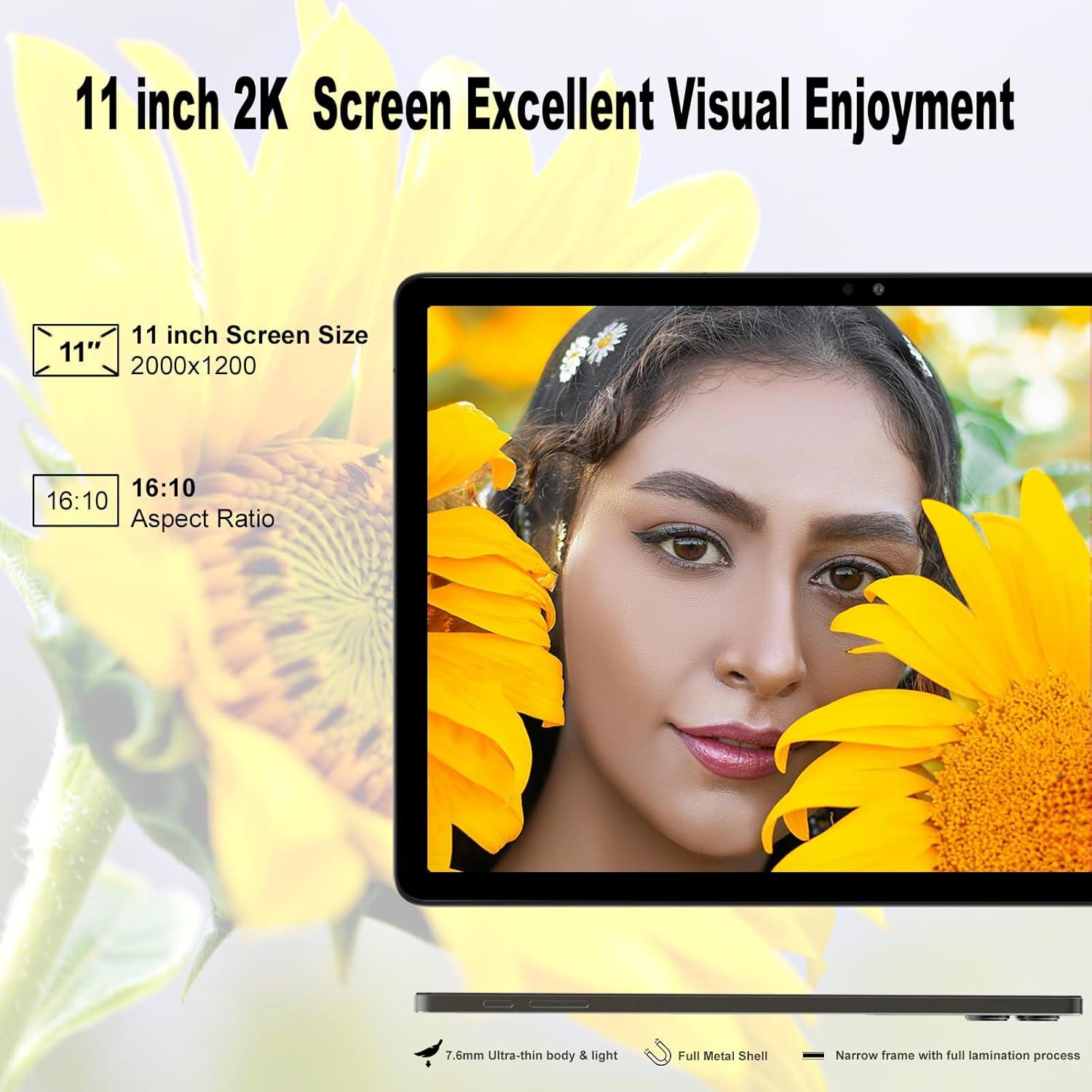 Tableta Android 14 YHWHHI 11" 18GB RAM 128GB 2 en 1