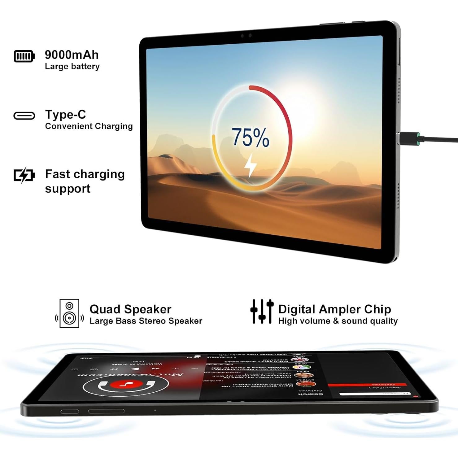 Tableta Android 14 YHWHHI 11" 18GB RAM 128GB 2 en 1