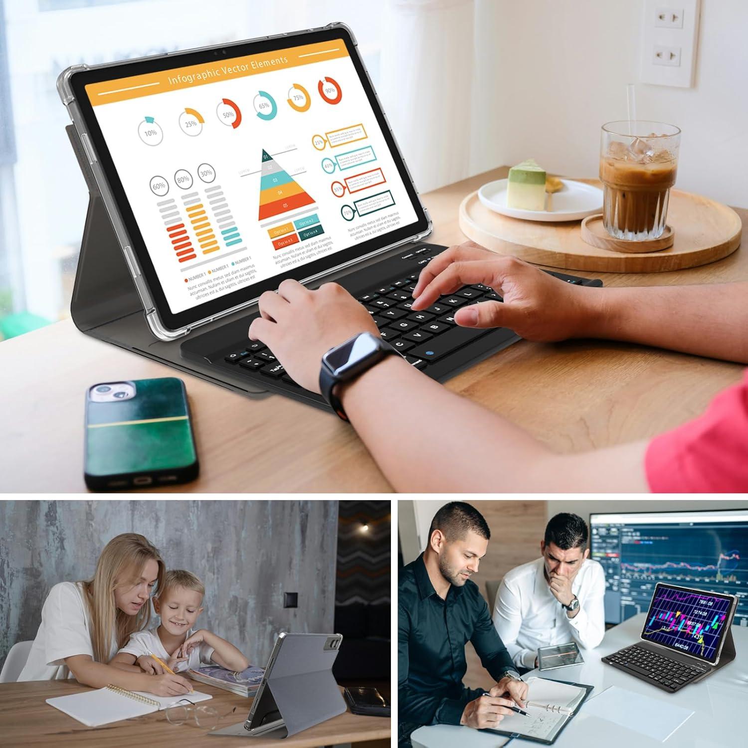 Tableta Android 14 YHWHHI 11" 18GB RAM 128GB 2 en 1