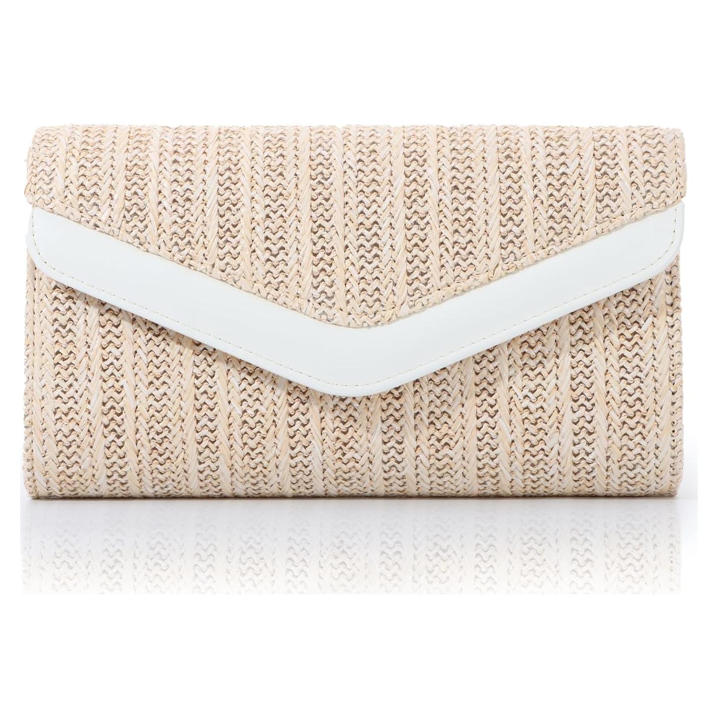Bolso de paja Emprier tipo clutch para mujer beige 26x15 cm