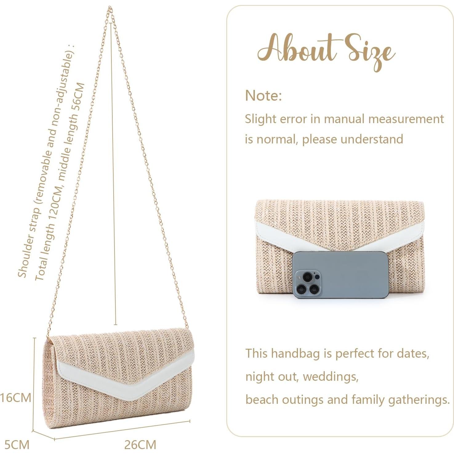 Bolso de paja Emprier tipo clutch para mujer beige 26x15 cm