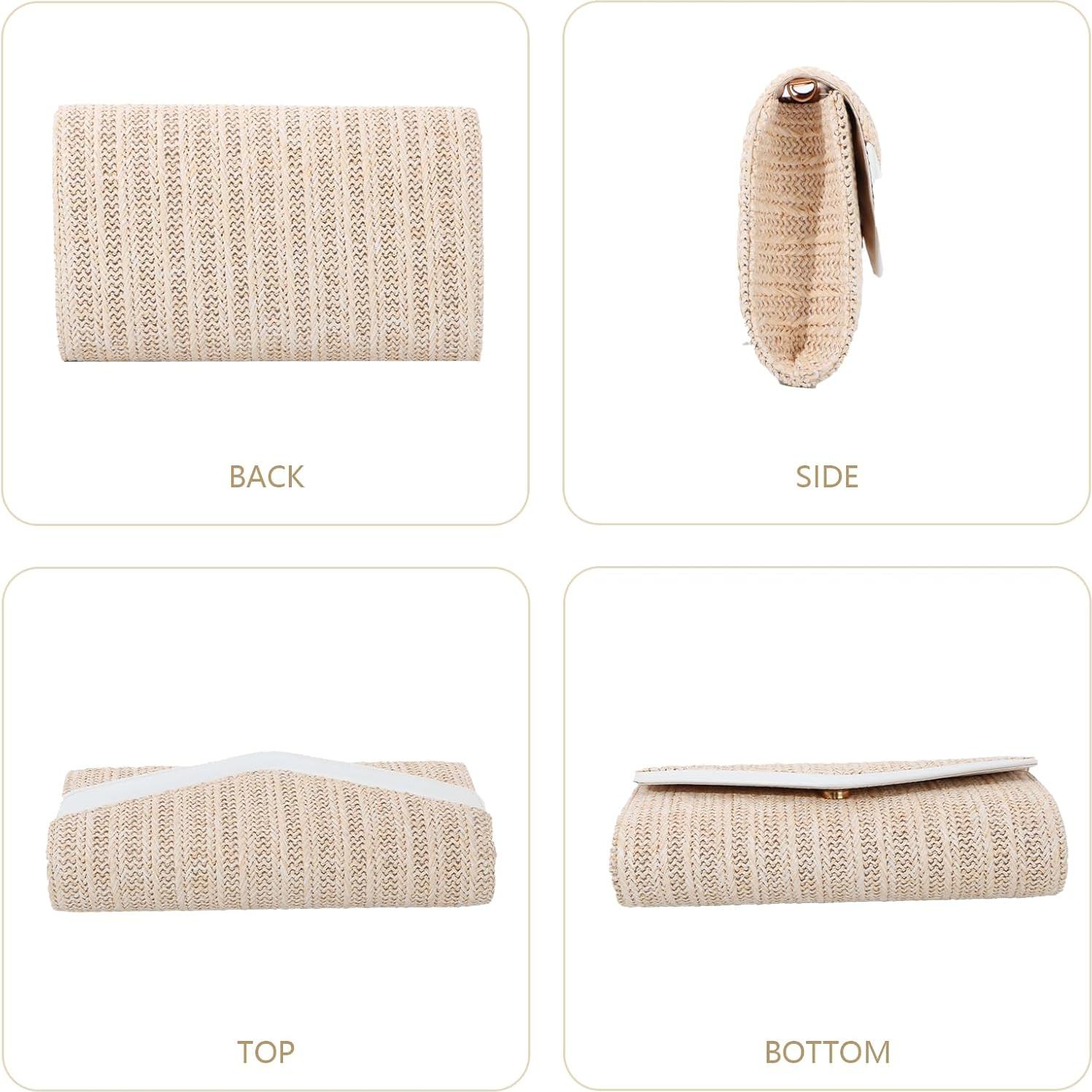 Bolso de paja Emprier tipo clutch para mujer beige 26x15 cm
