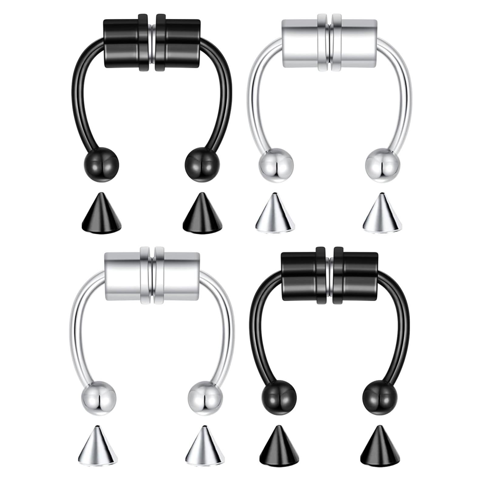 Aros Nasales Falsos 10 Pcs Acero Inoxidable Clip On Joyería