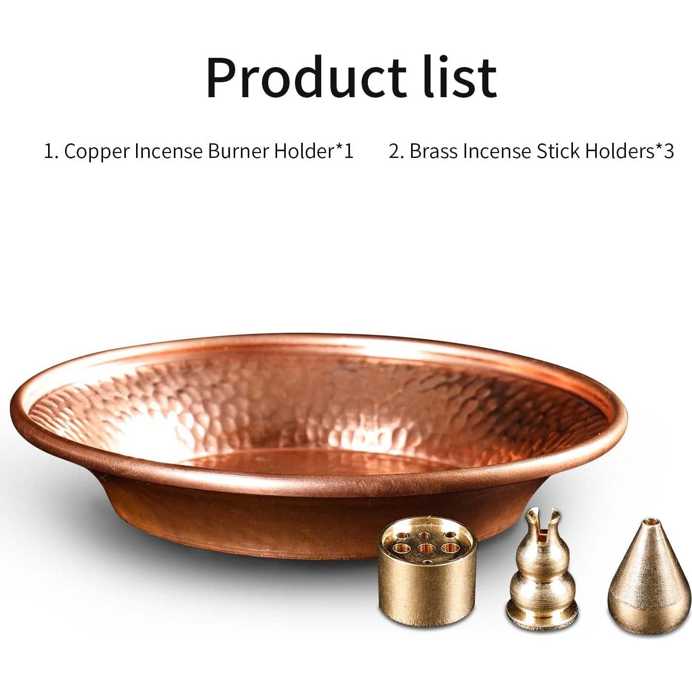 Juego de Soporte para Incienso Amitofo - Cuenco de Cobre Martillado