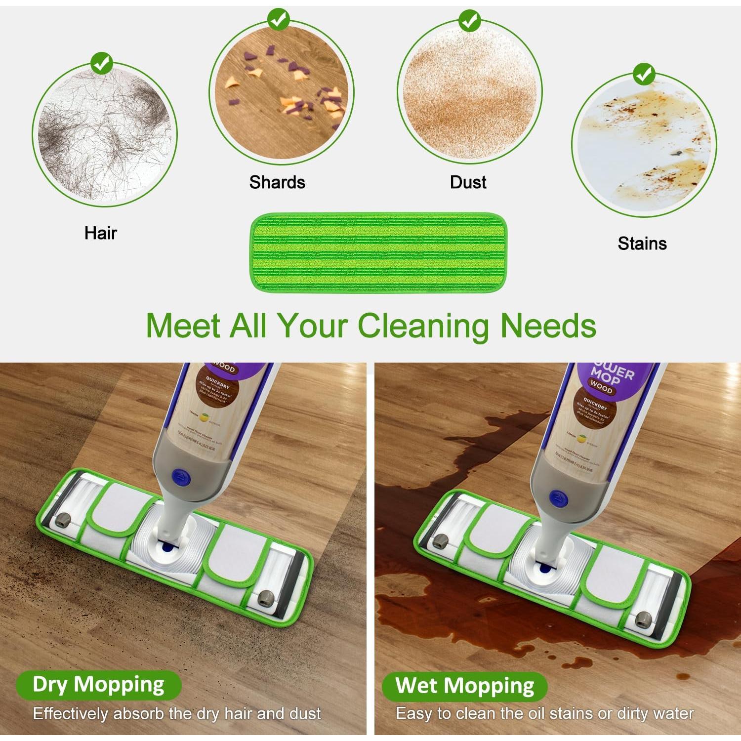 Paquete de 2 Paños Reutilizables GFRED para Swiffer Power Mop