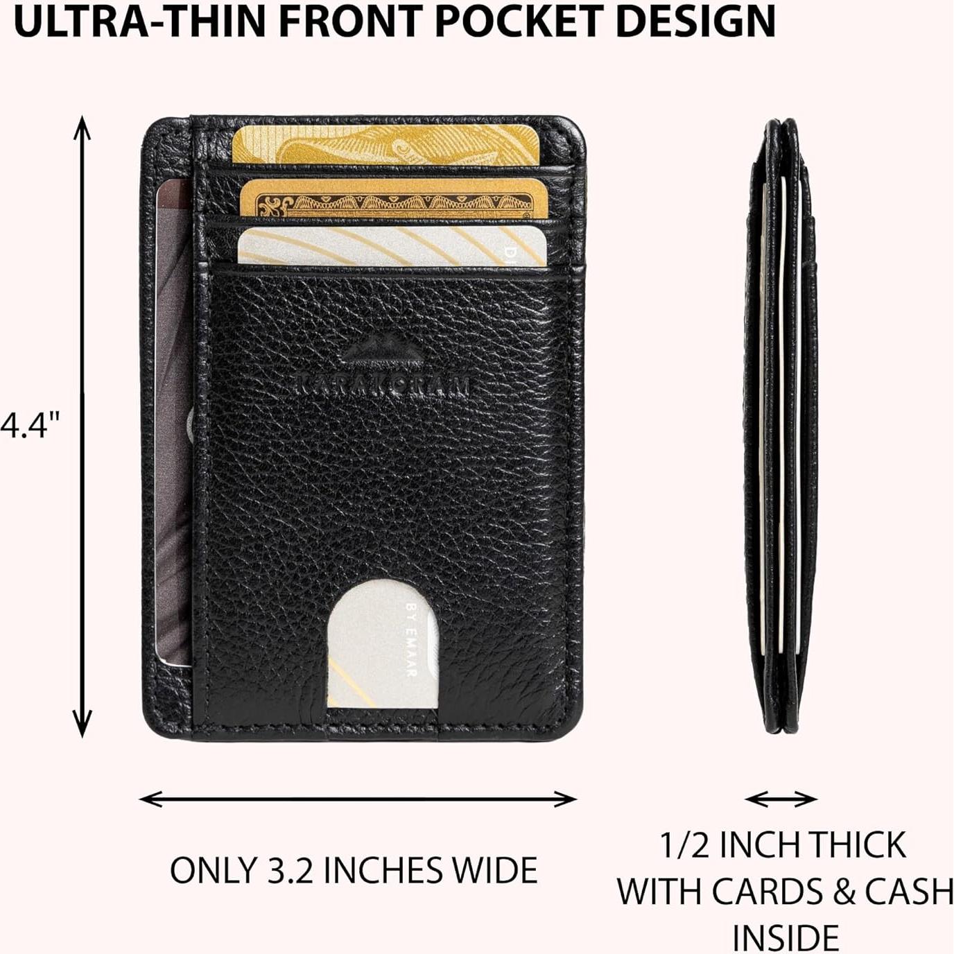 Portatarjetas de cuero premium KARAKORAM RFID - Negro