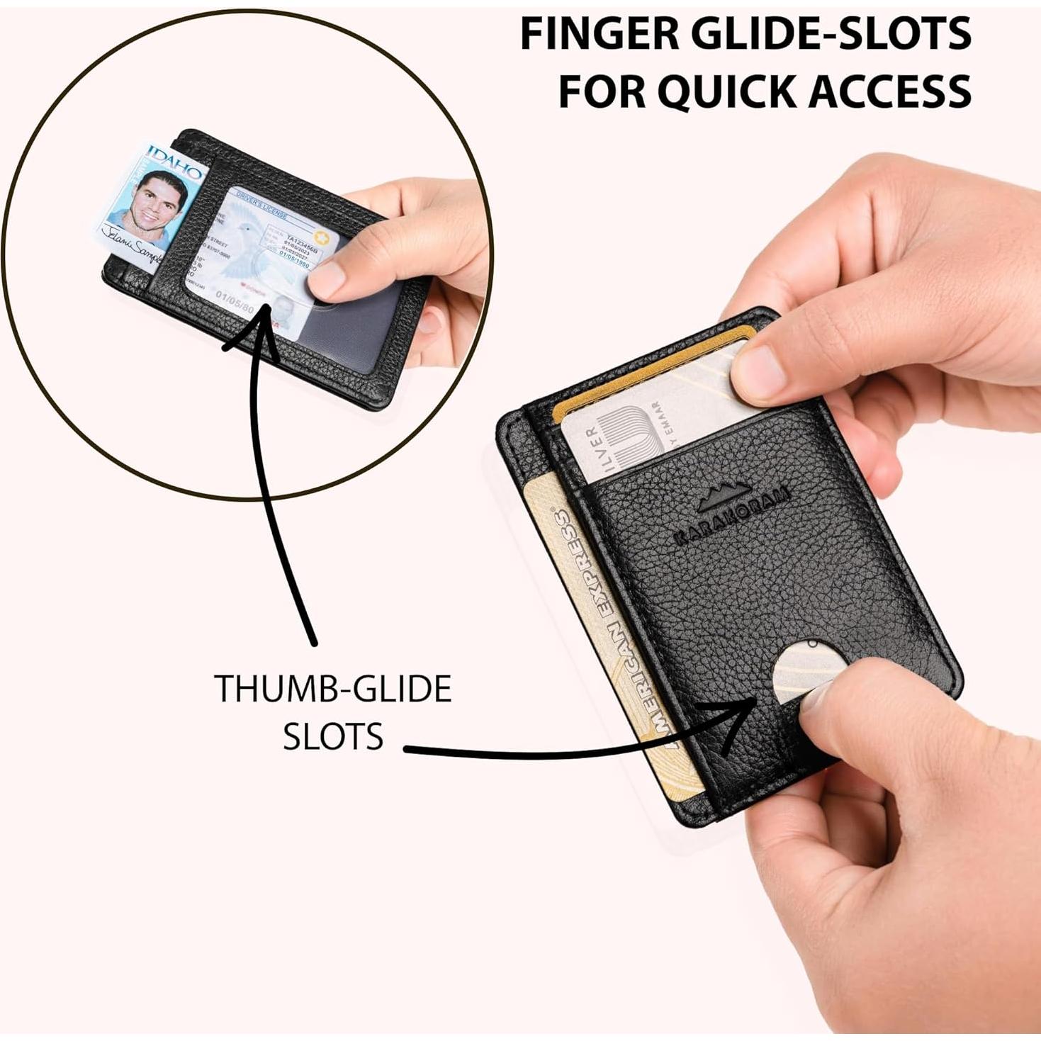 Portatarjetas de cuero premium KARAKORAM RFID - Negro