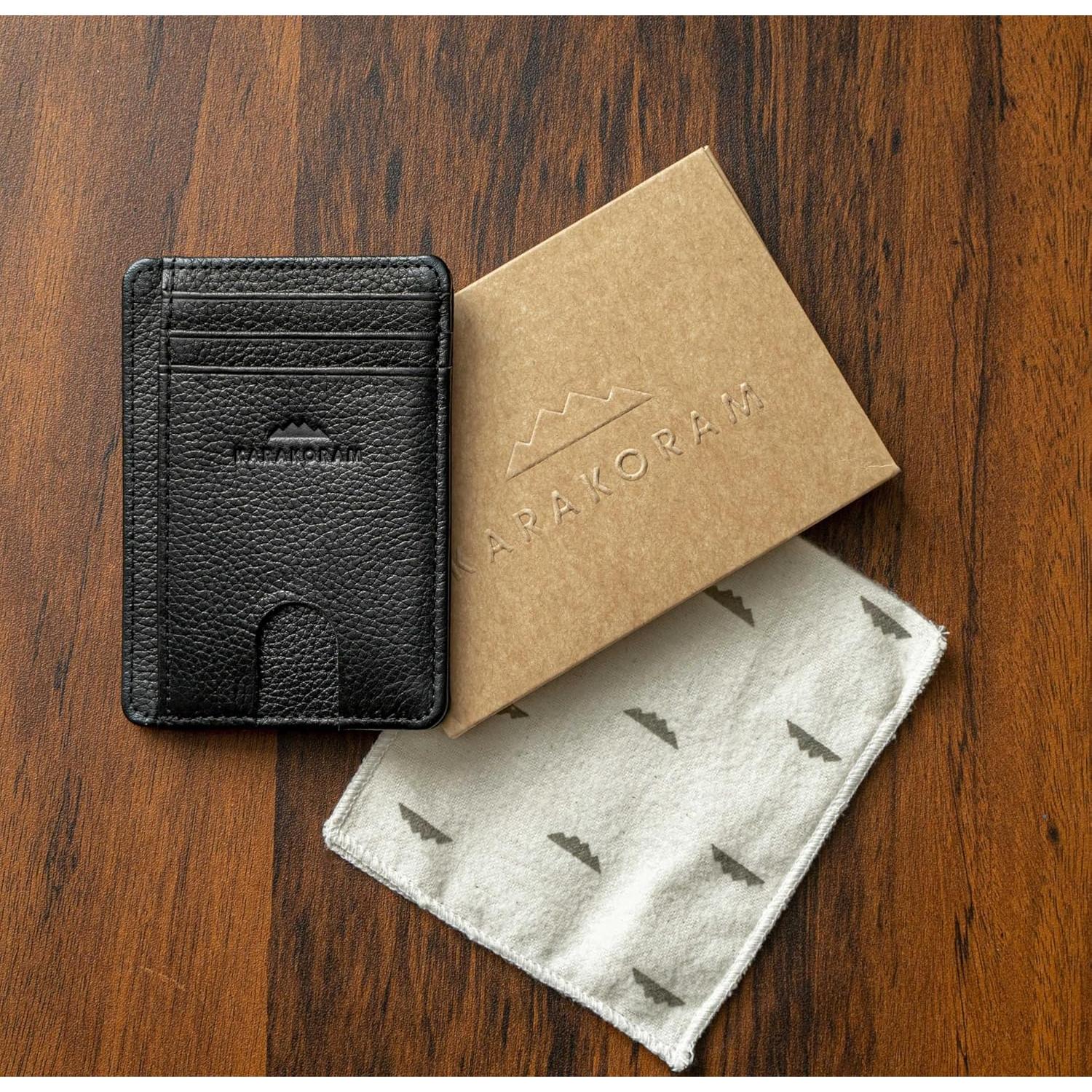 Portatarjetas de cuero premium KARAKORAM RFID - Negro