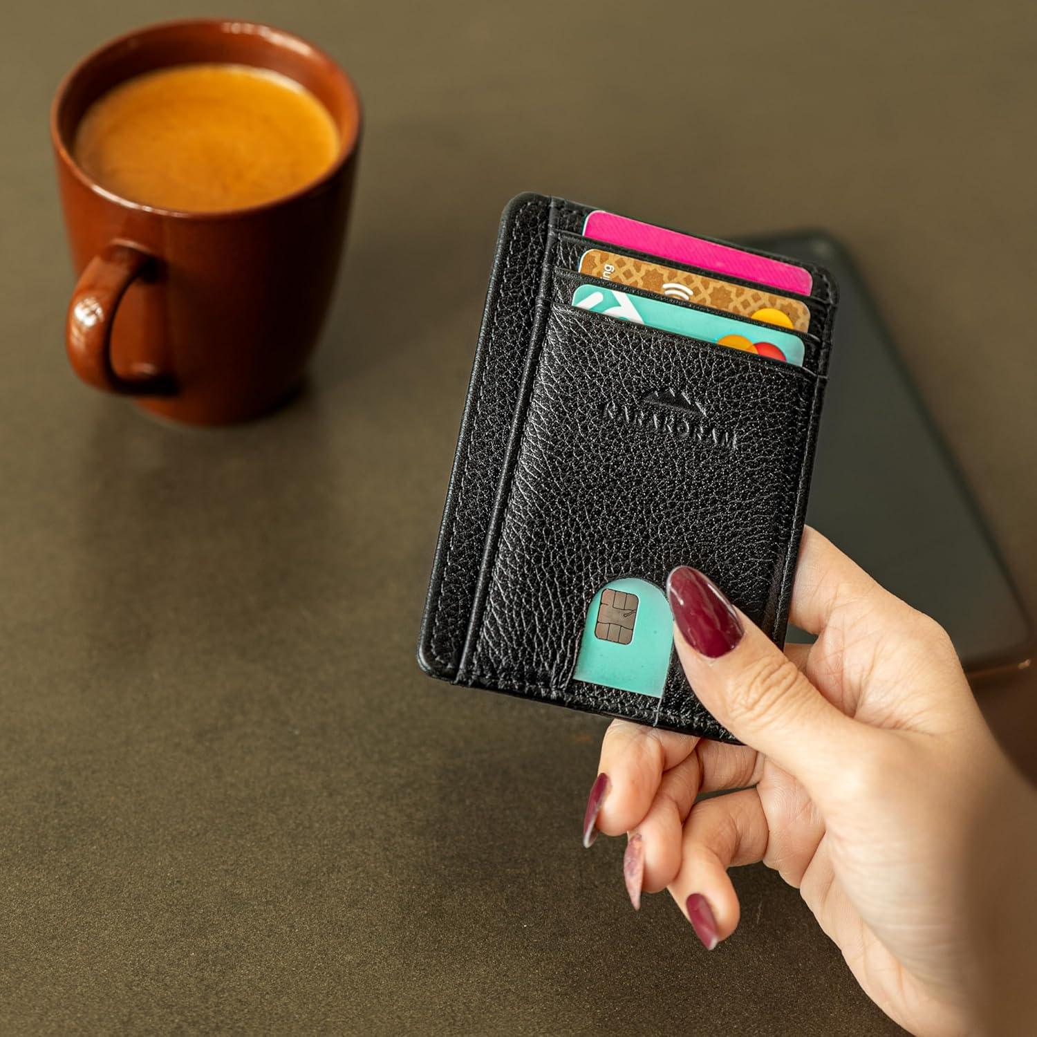 Portatarjetas de cuero premium KARAKORAM RFID - Negro