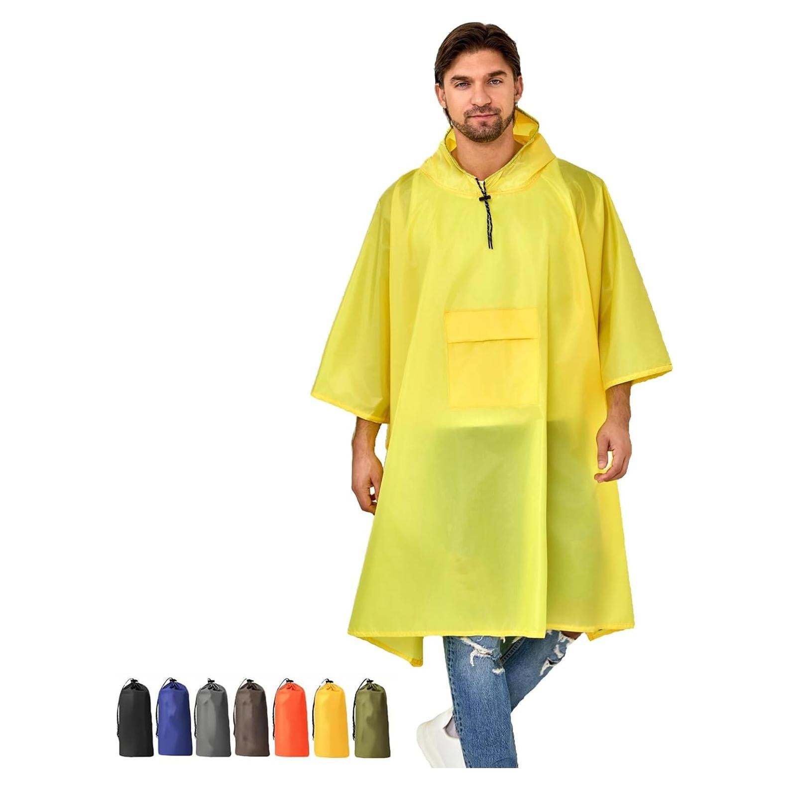 Poncho de lluvia 97YH unisex impermeable plegable amarillo
