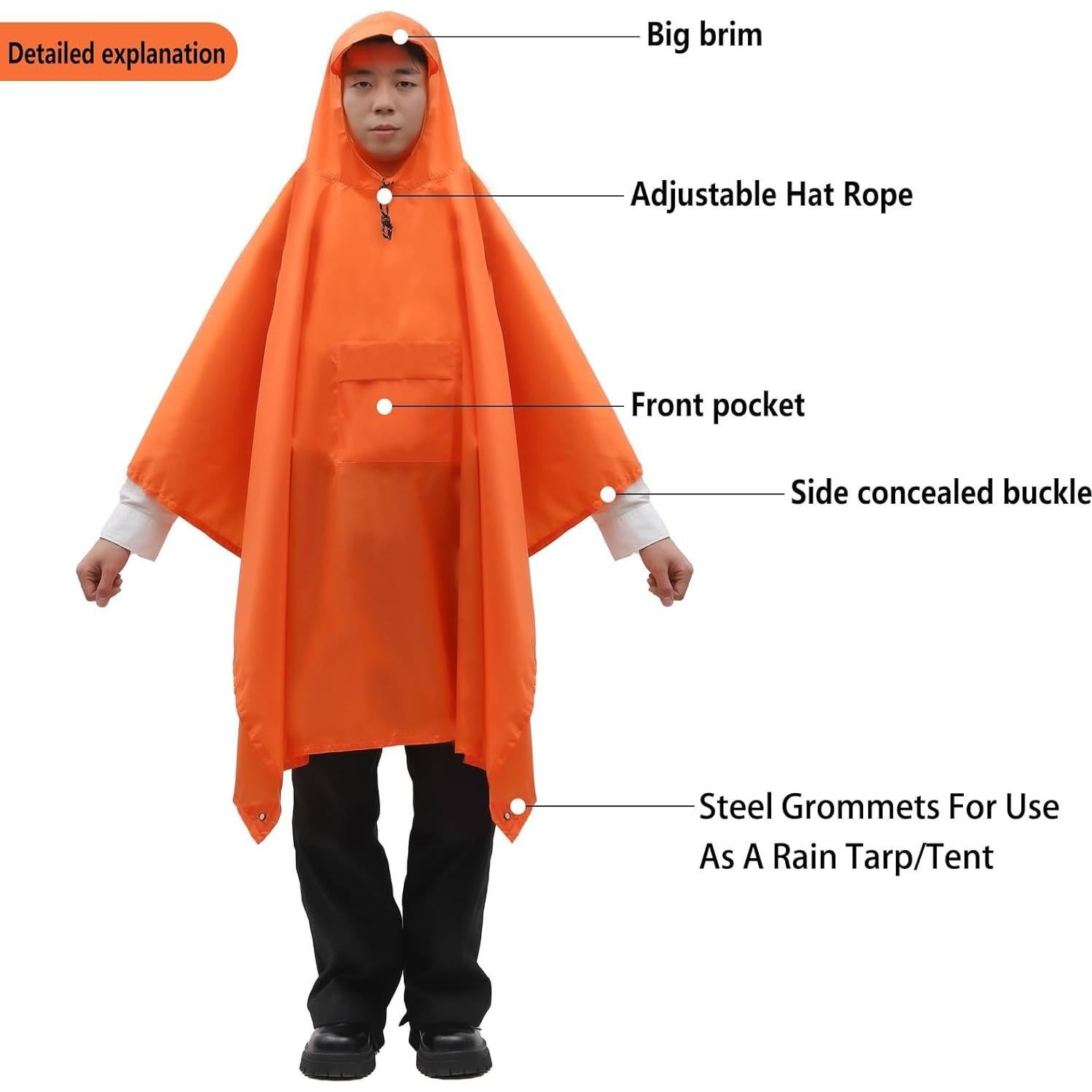 Poncho de lluvia 97YH unisex impermeable plegable amarillo