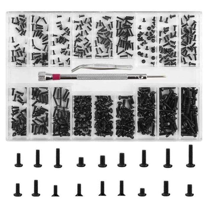 Kit de Tornillos Micro 500 Pcs para Gafas y Electrónica Yenblow