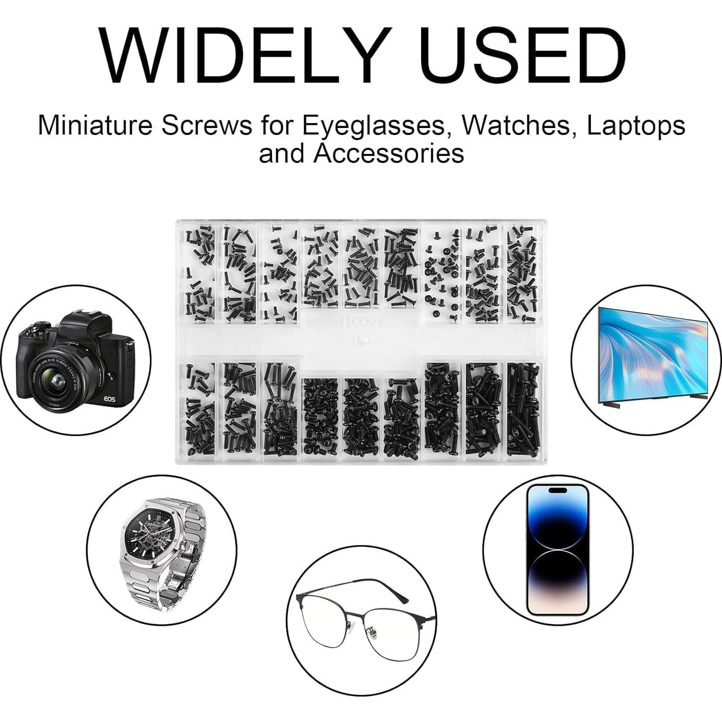 Kit de Tornillos Micro 500 Pcs para Gafas y Electrónica Yenblow