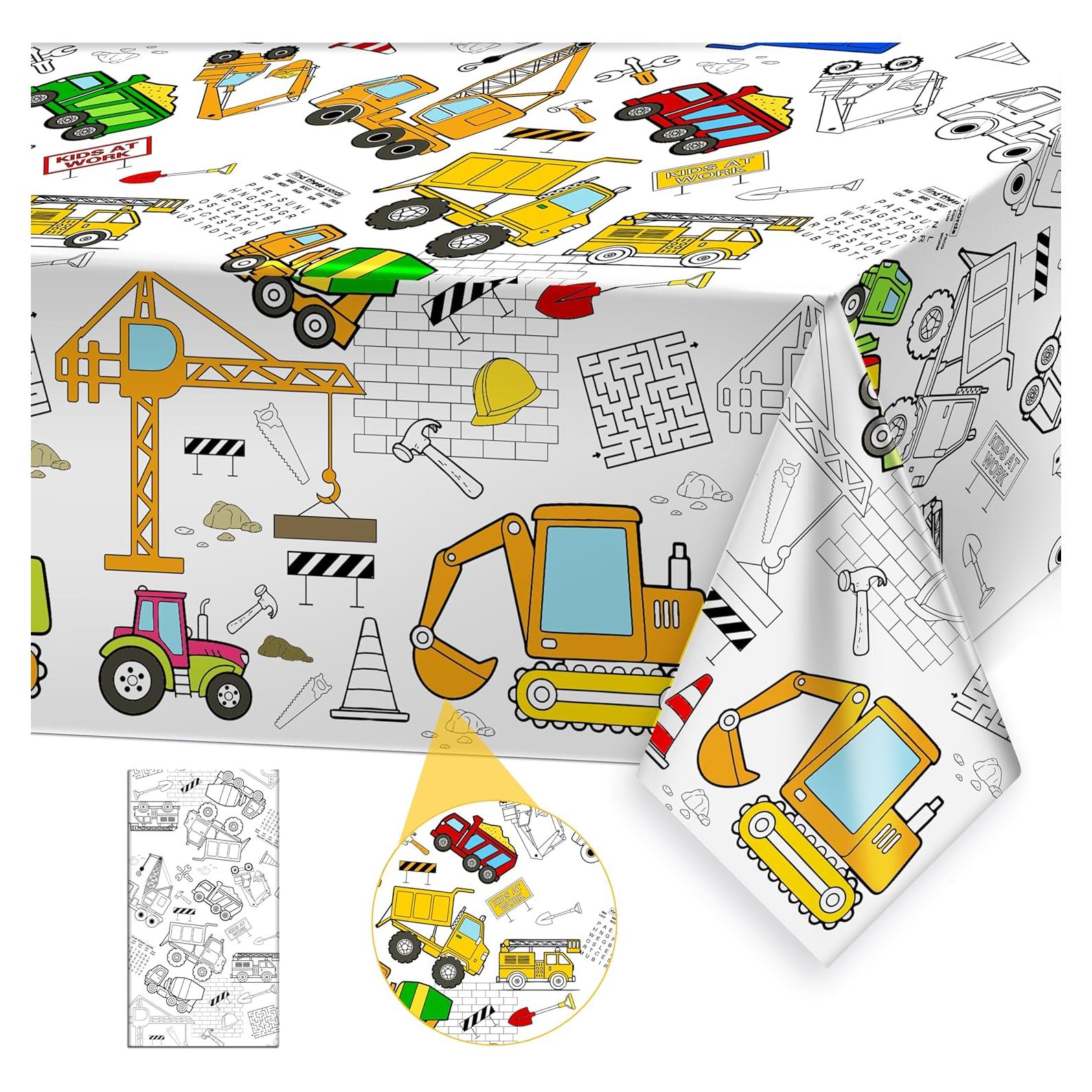 Mantel para Colorear PartyGarden 137x274 cm Tema Construcción