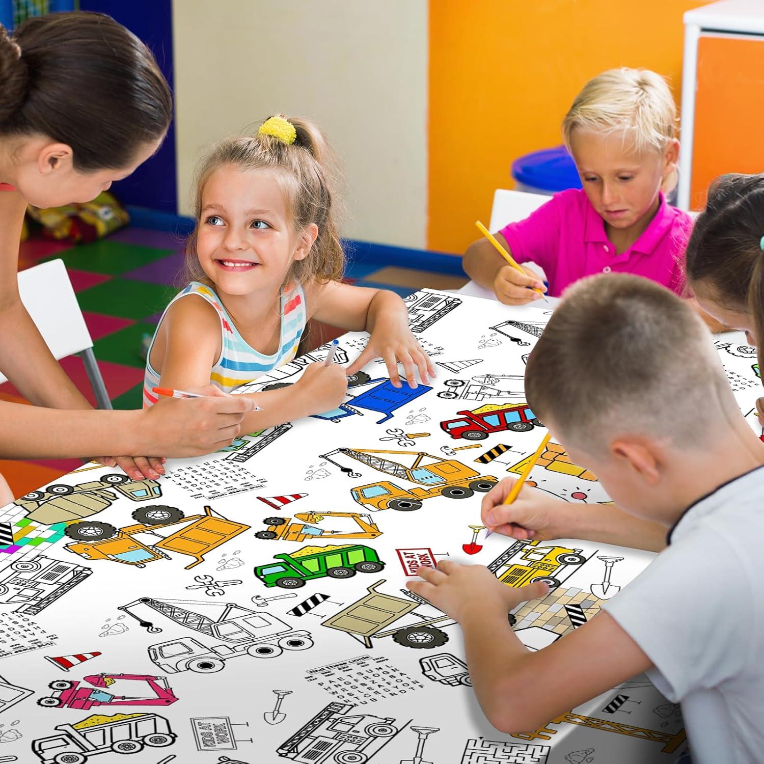 Mantel para Colorear PartyGarden 137x274 cm Tema Construcción