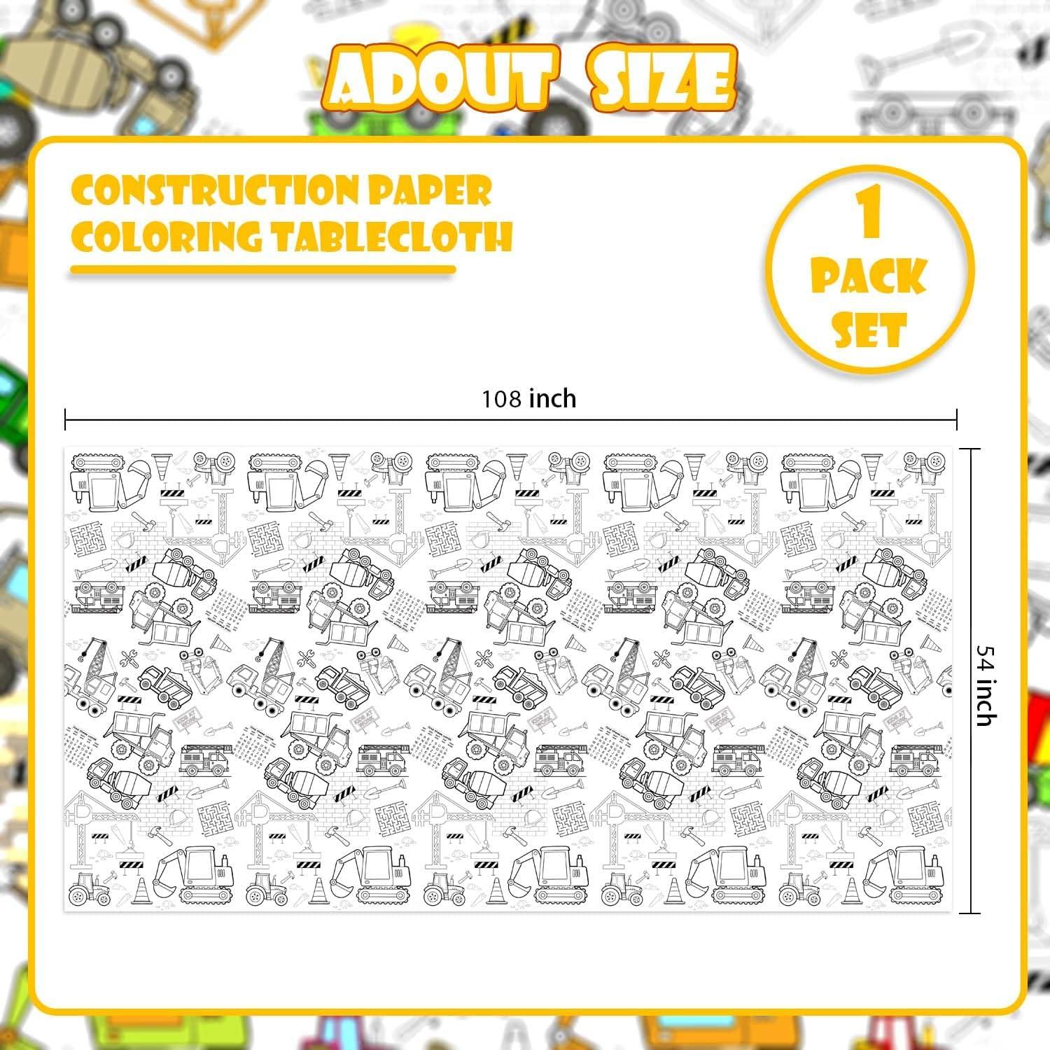 Mantel para Colorear PartyGarden 137x274 cm Tema Construcción