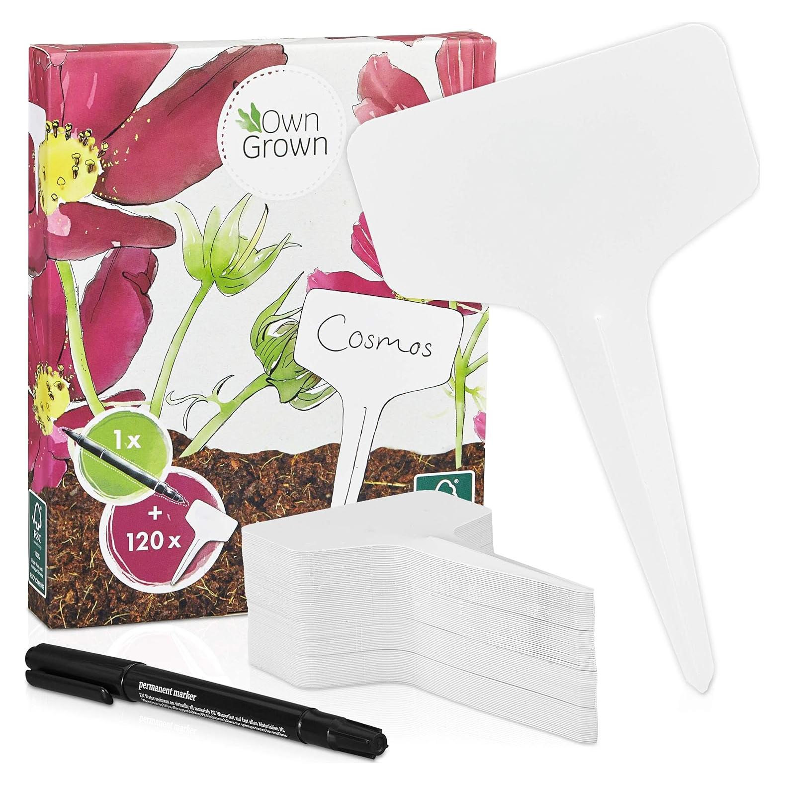 120 Etiquetas de Jardinería OwnGrown + Bolígrafo Resistente