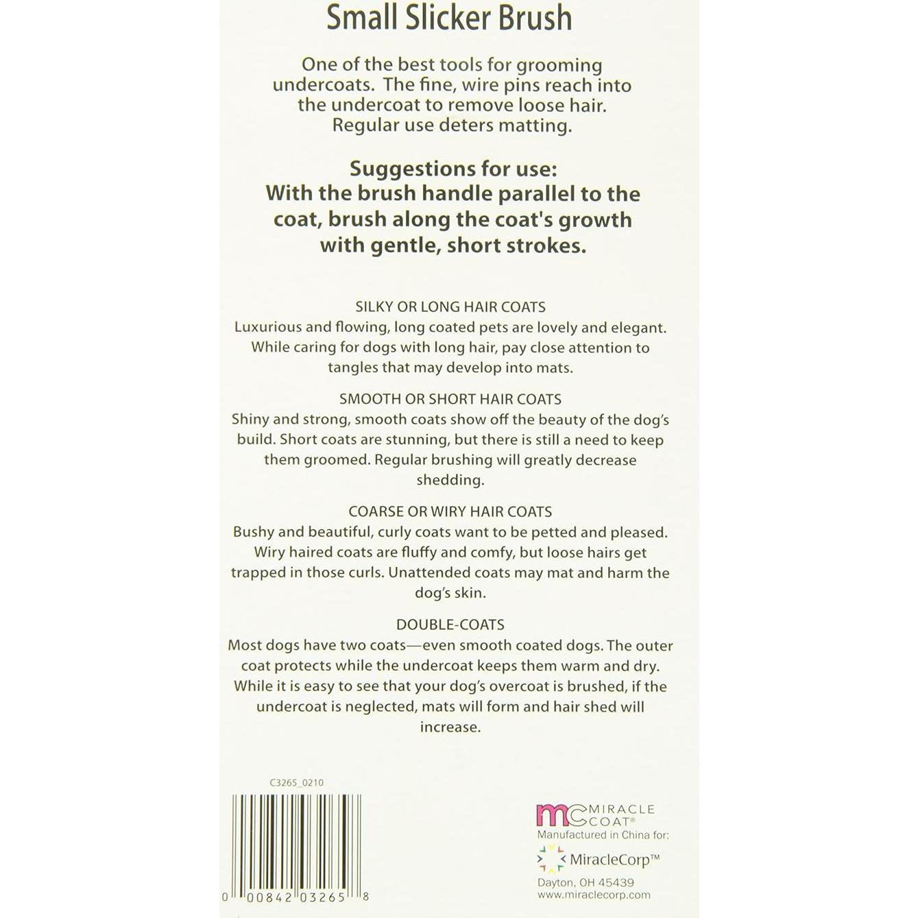 Cepillo Slicker Pequeño Miracle Care para Perros y Gatos