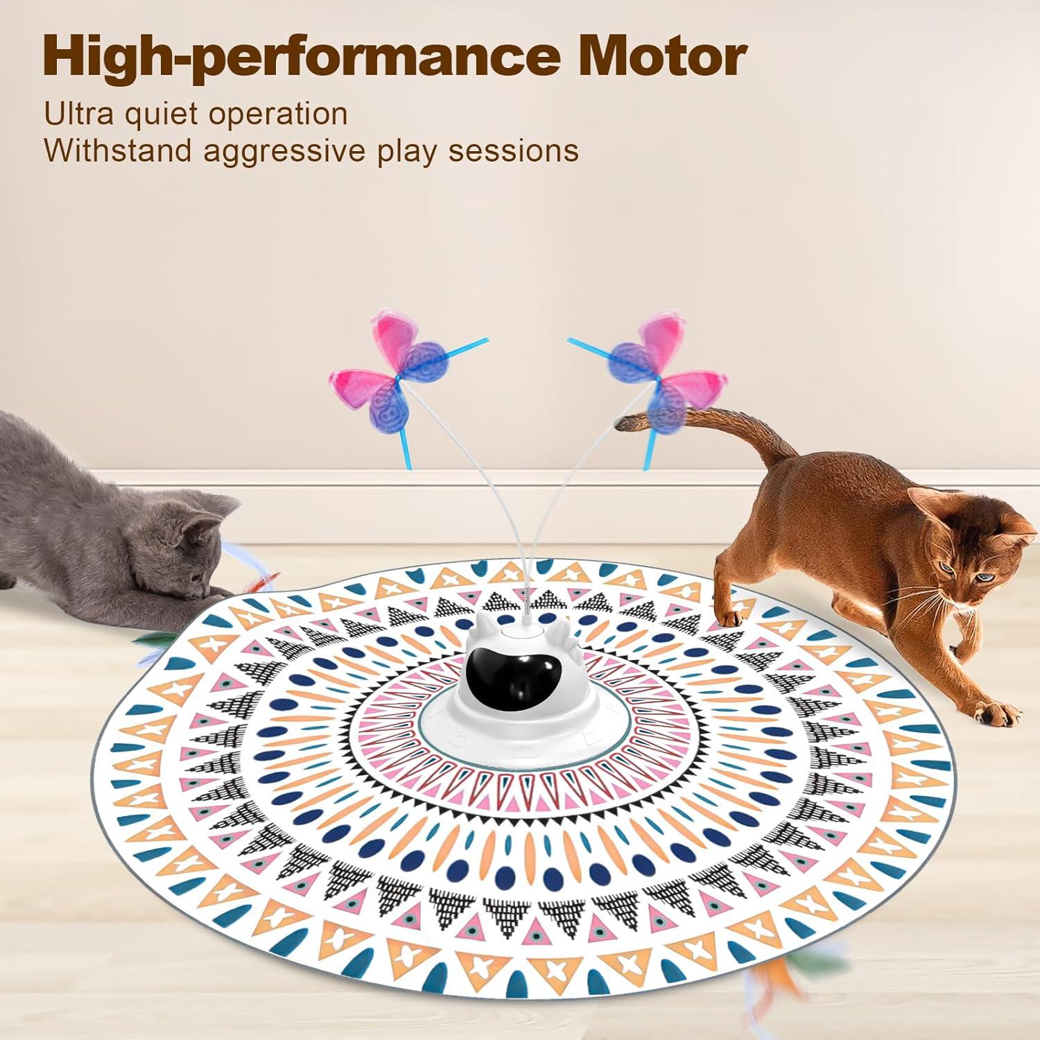 Juguete Interactivo para Gatos Xuyub 2-en-1 con Plumas y Mariposa