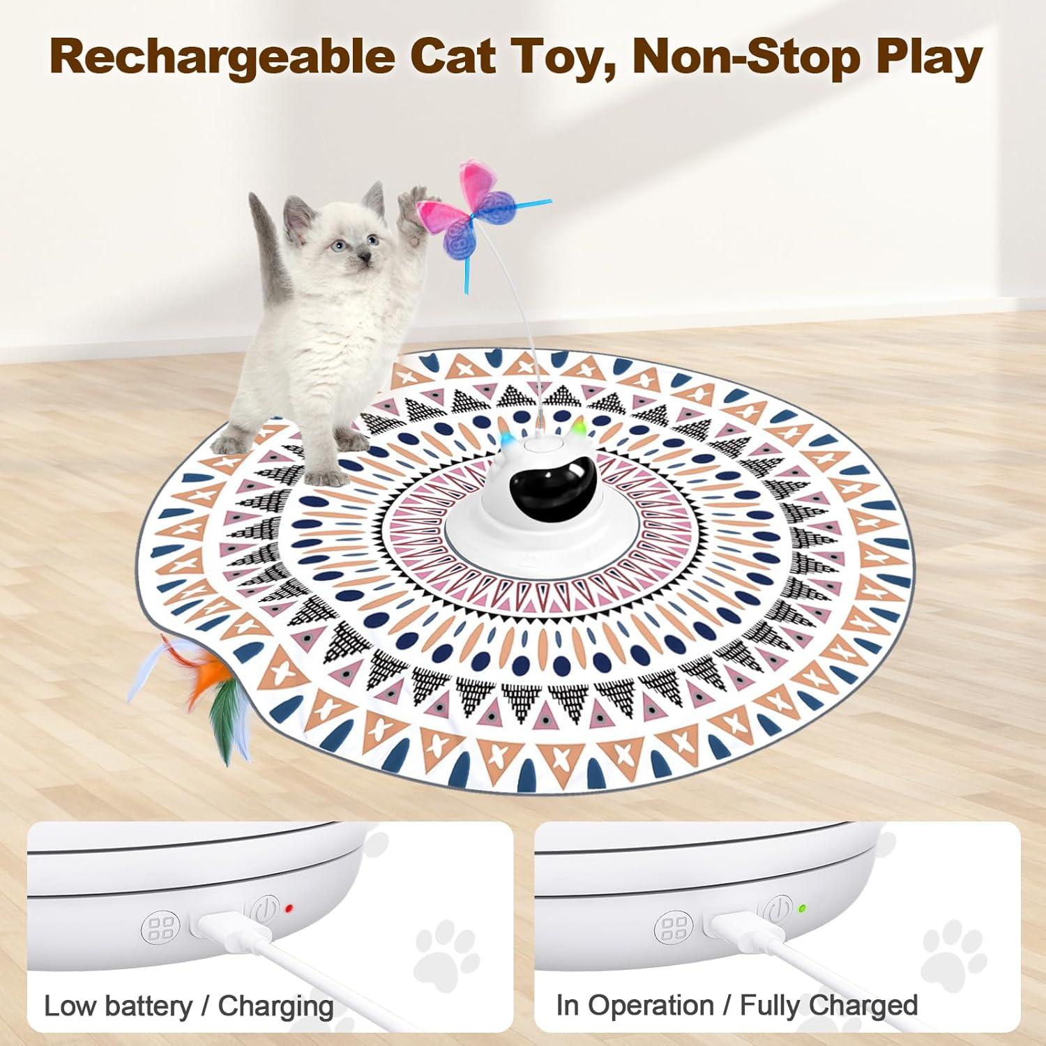 Juguete Interactivo para Gatos Xuyub 2-en-1 con Plumas y Mariposa