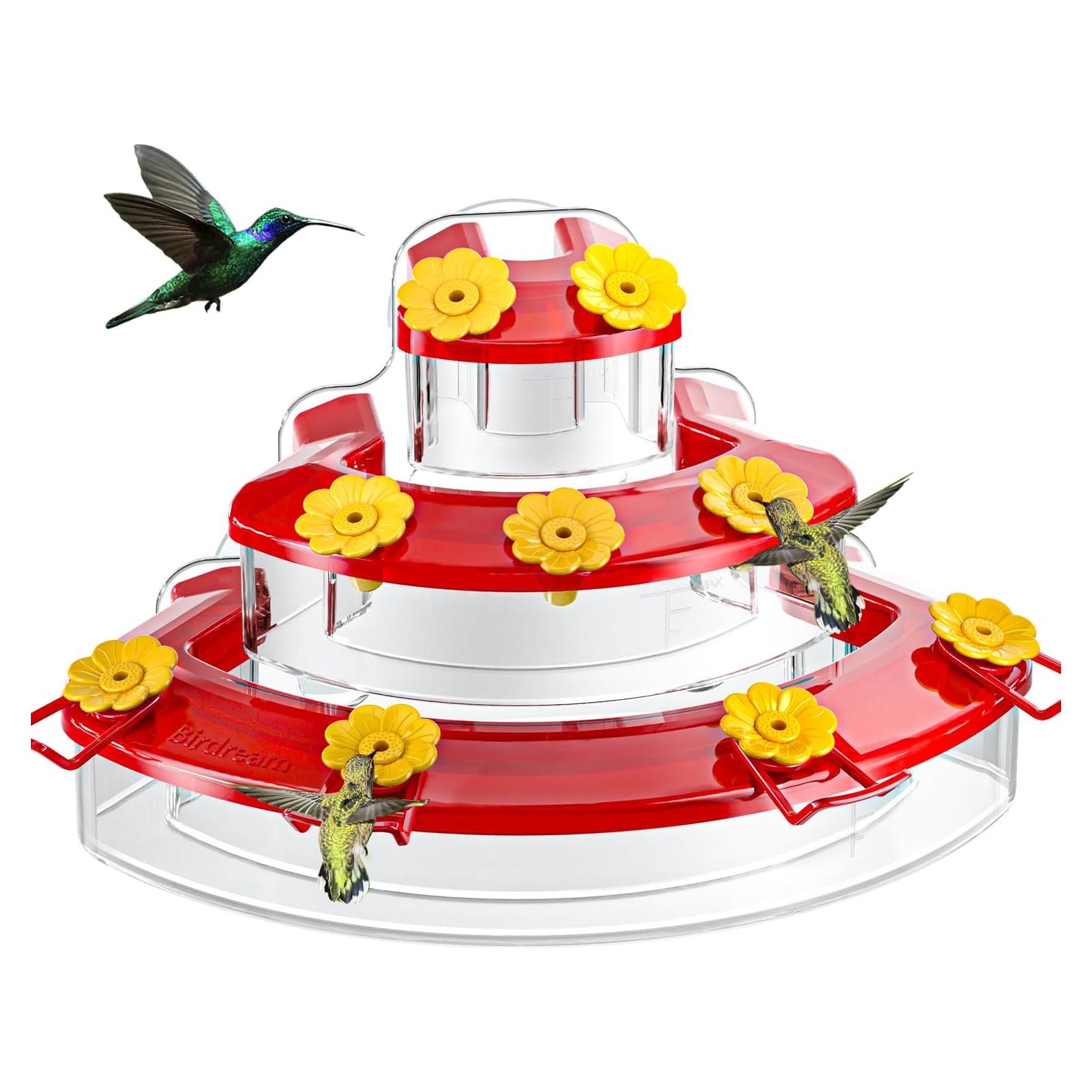 Alimentador de Colibríes Birdream Ventana 9 Puertos 0.26L Rojo