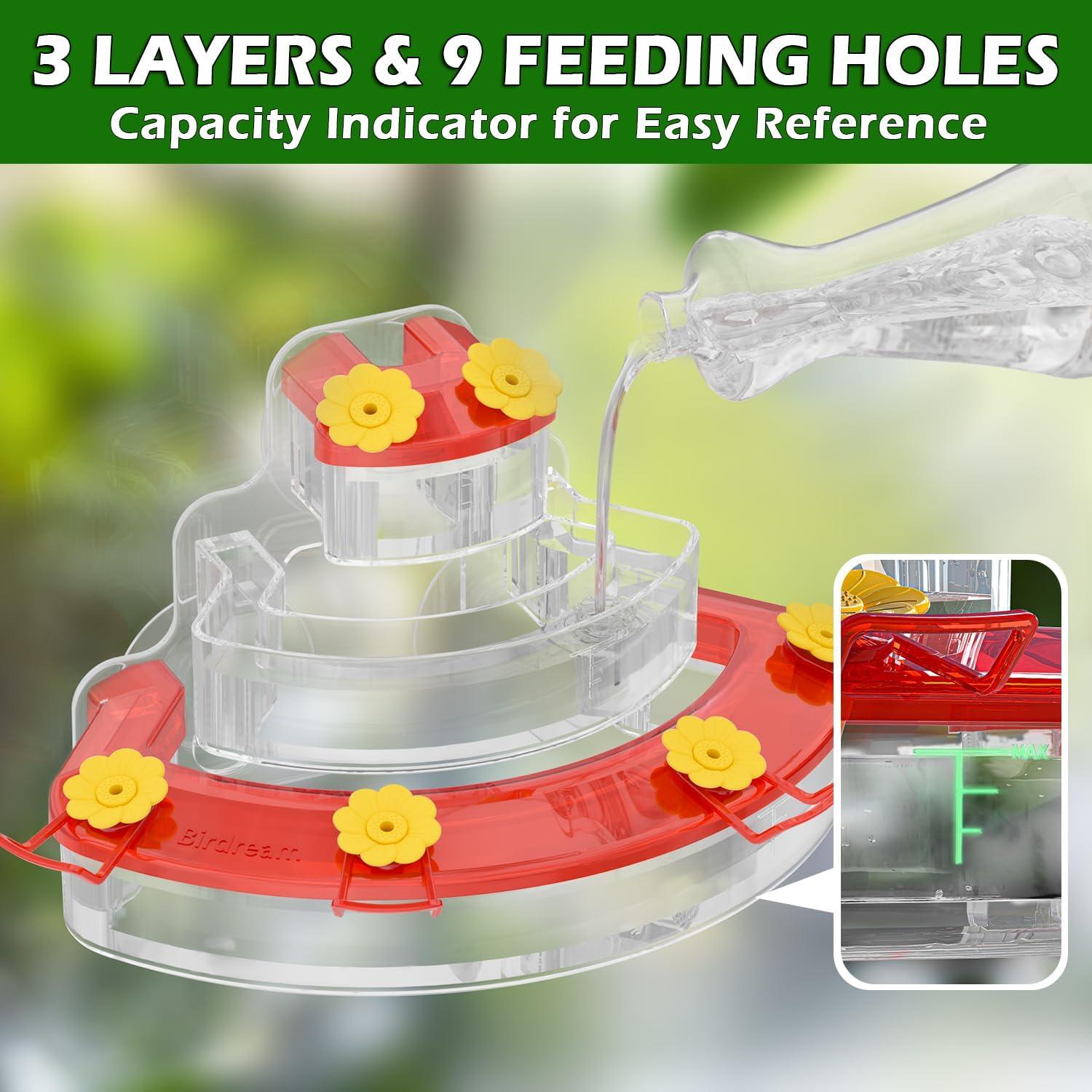 Alimentador de Colibríes Birdream Ventana 9 Puertos 0.26L Rojo