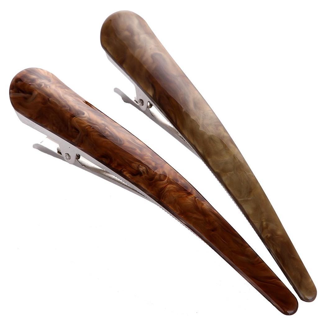 2 Clips para Cabello Antideslizantes Yishenyishi Caqui y Marrón