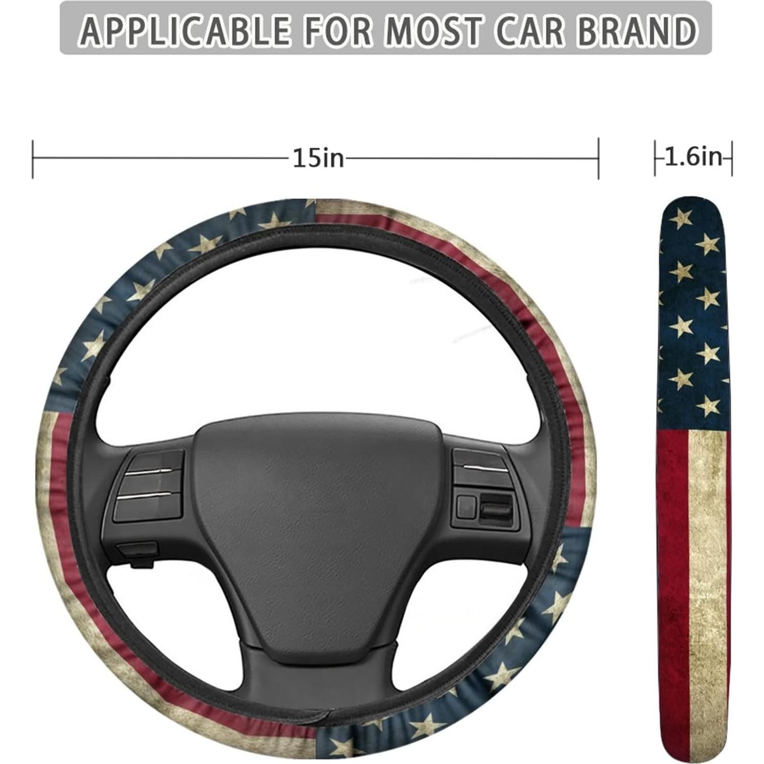 Cubierta de Volante AFPANQZ Antideslizante 35-38cm Bandera América