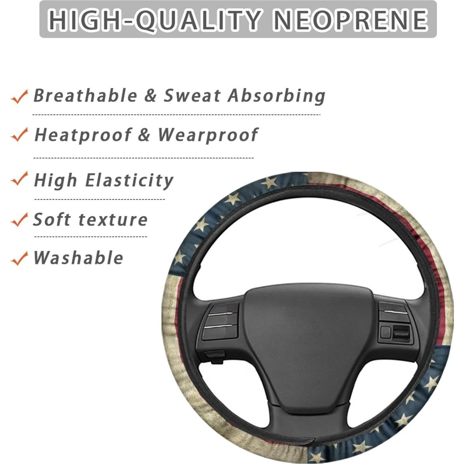 Cubierta de Volante AFPANQZ Antideslizante 35-38cm Bandera América