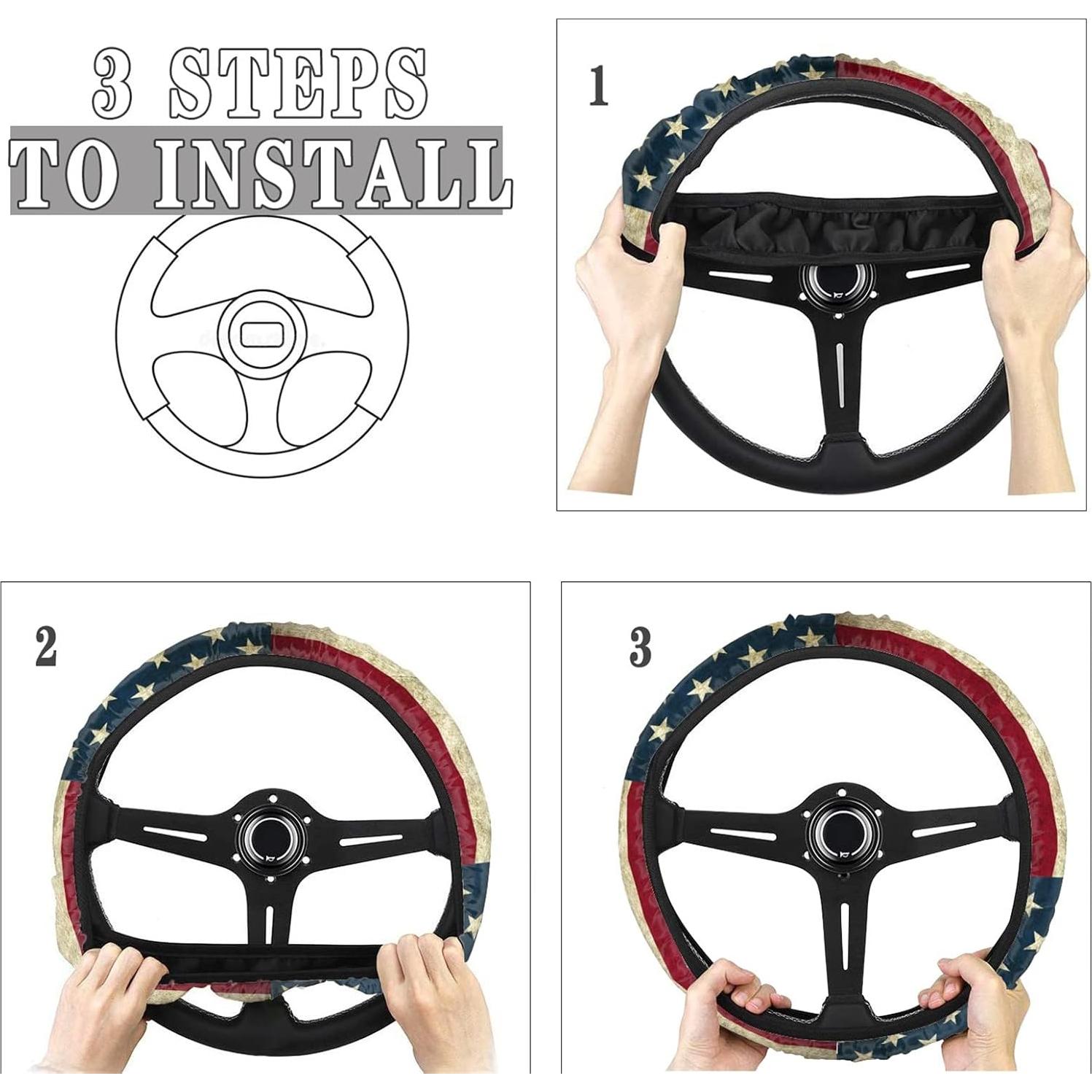 Cubierta de Volante AFPANQZ Antideslizante 35-38cm Bandera América