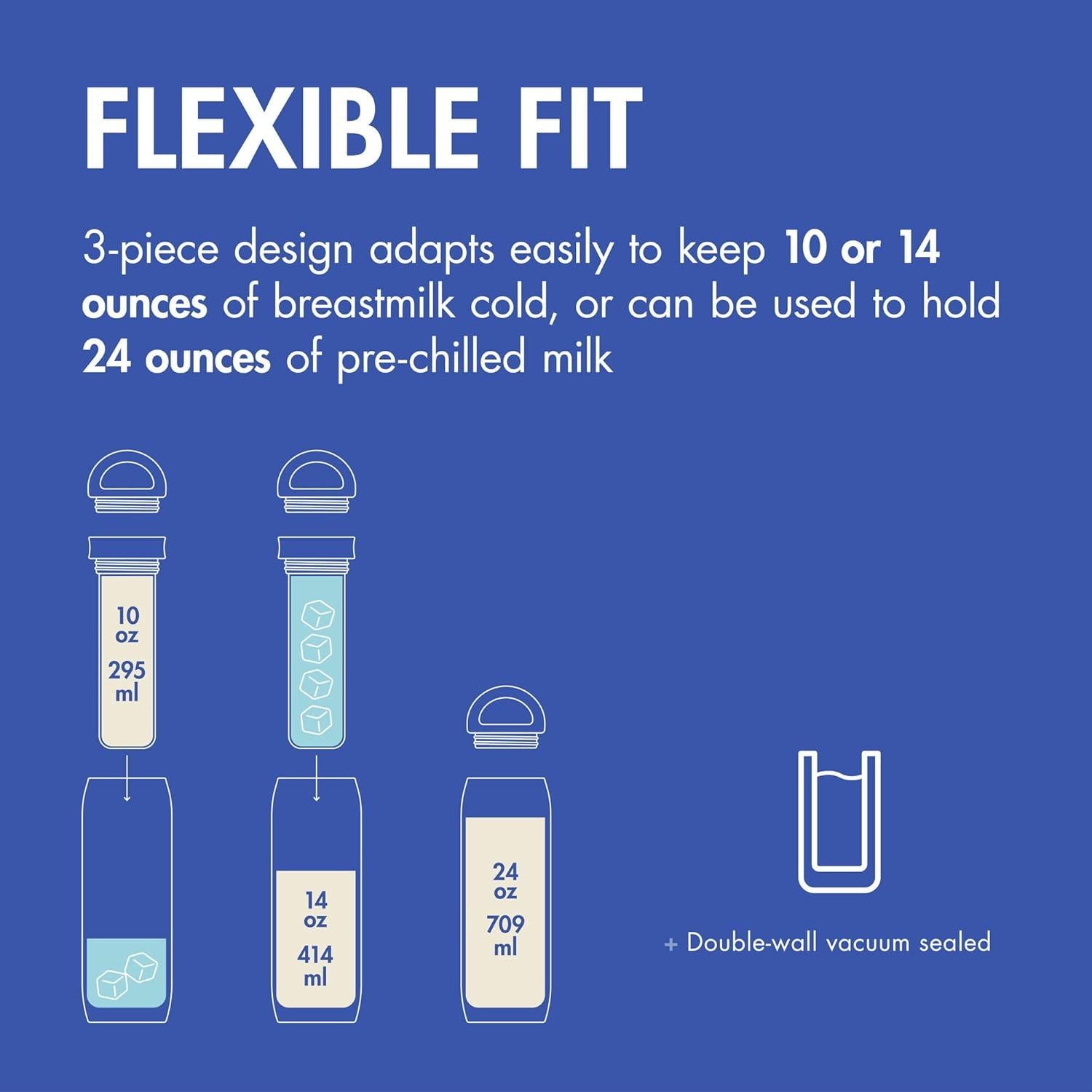 Enfriador Portátil de Leche Materna Boon Frosh - Acero Inoxidable - Azul - 0.3 a 0.7 L