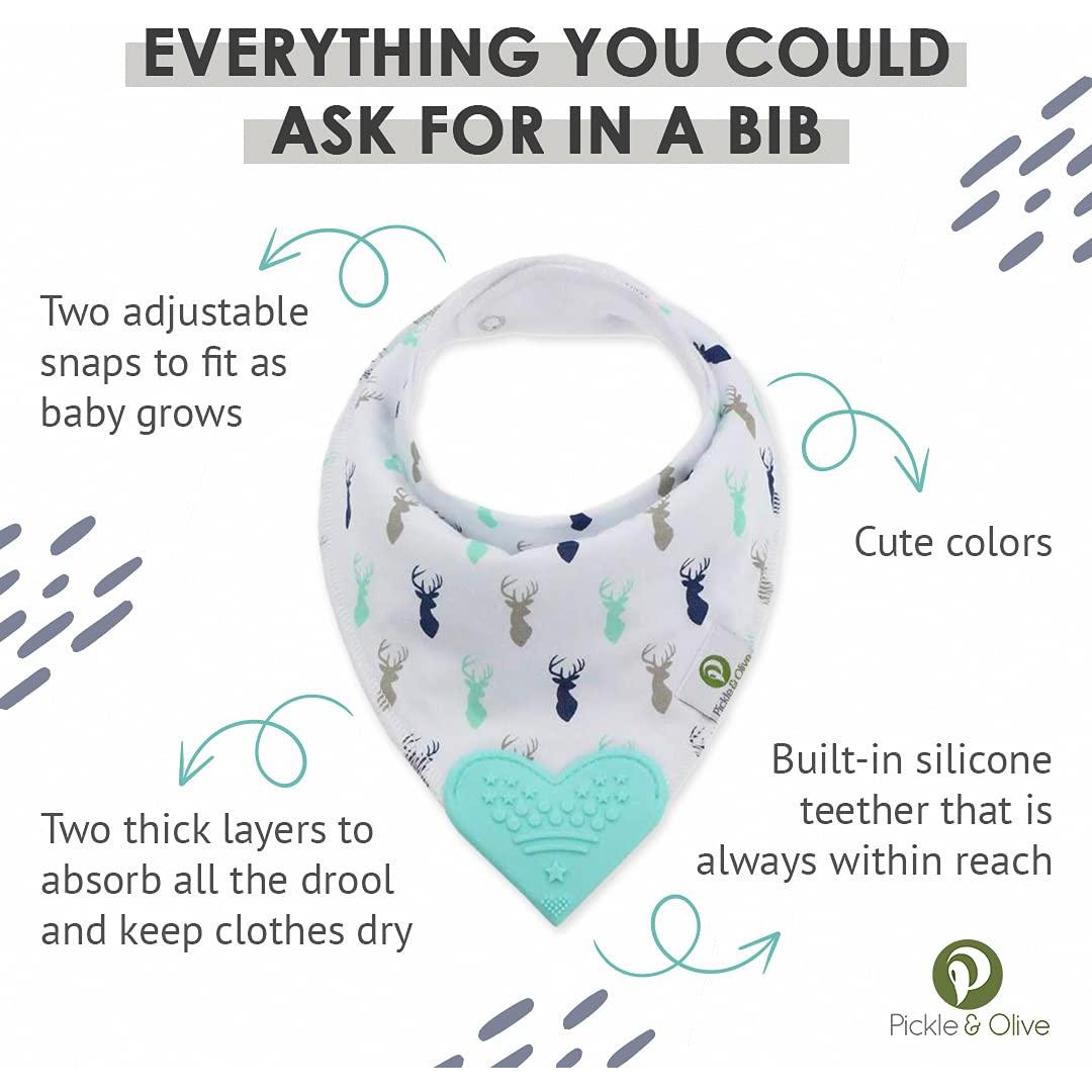 Set de 4 Baberos de Bandana para Bebés Pickle & Olive - Ciervo Azul