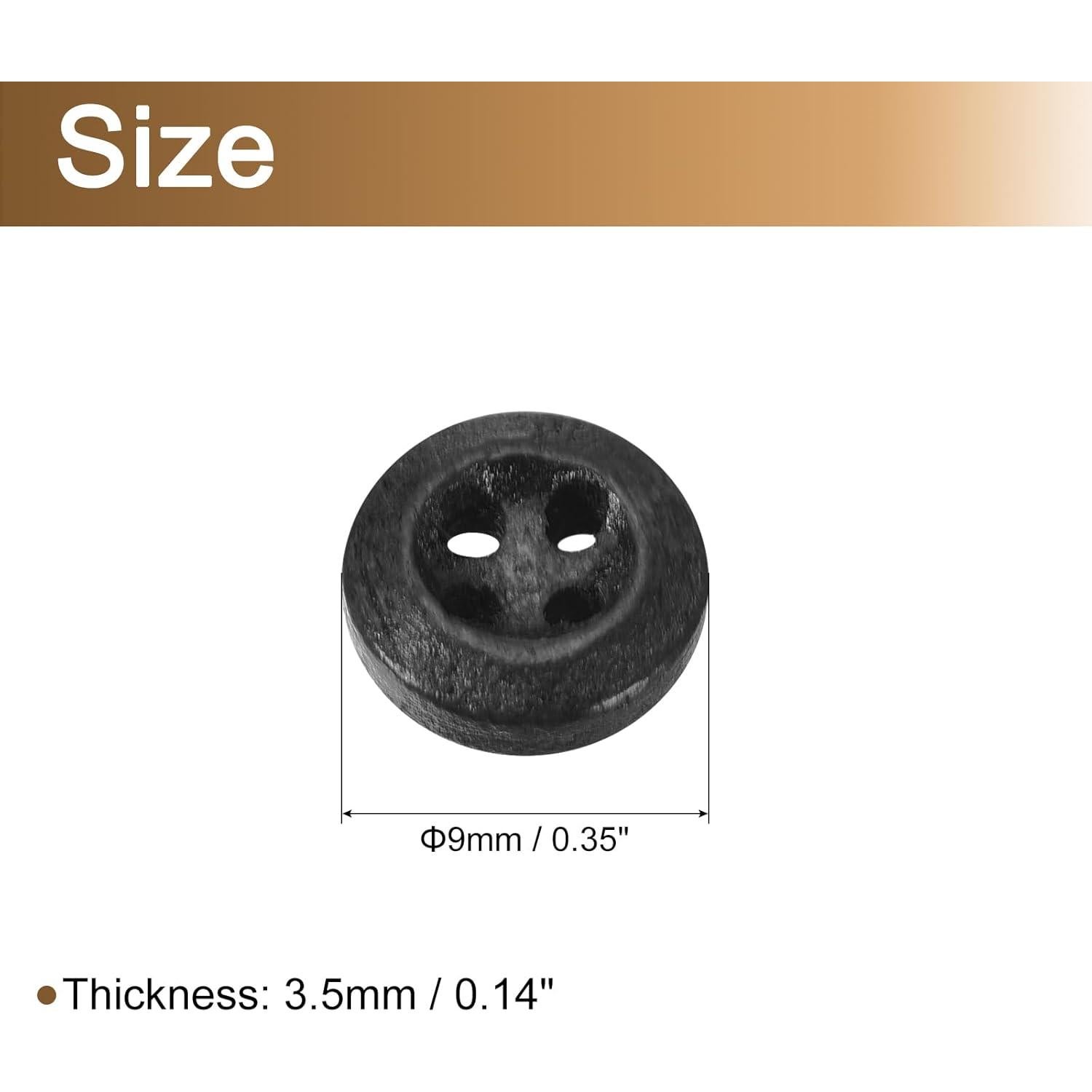 Botones de Madera uxcell 50 Pcs 9mm Redondos 4 Agujeros Negros