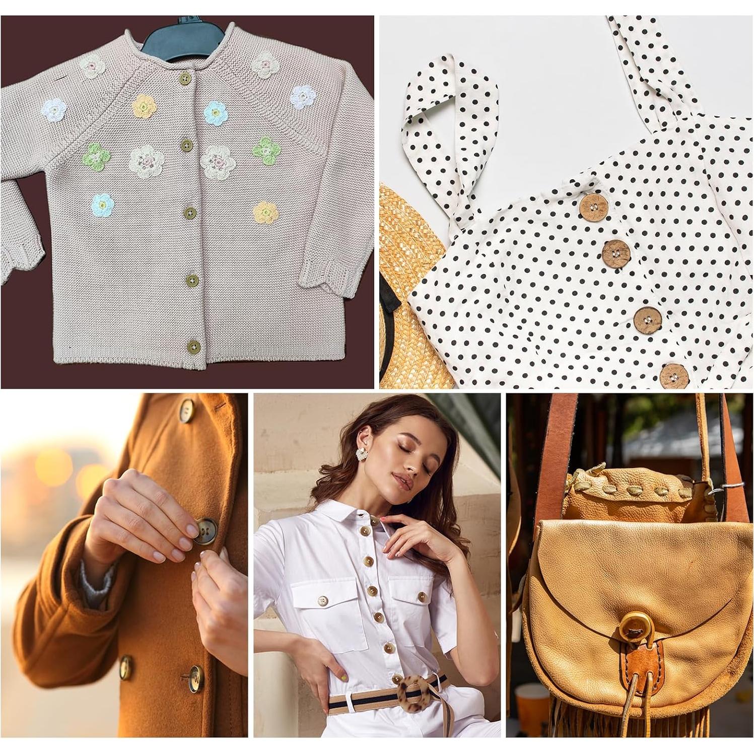 Botones de Madera uxcell 50 Pcs 9mm Redondos 4 Agujeros Negros