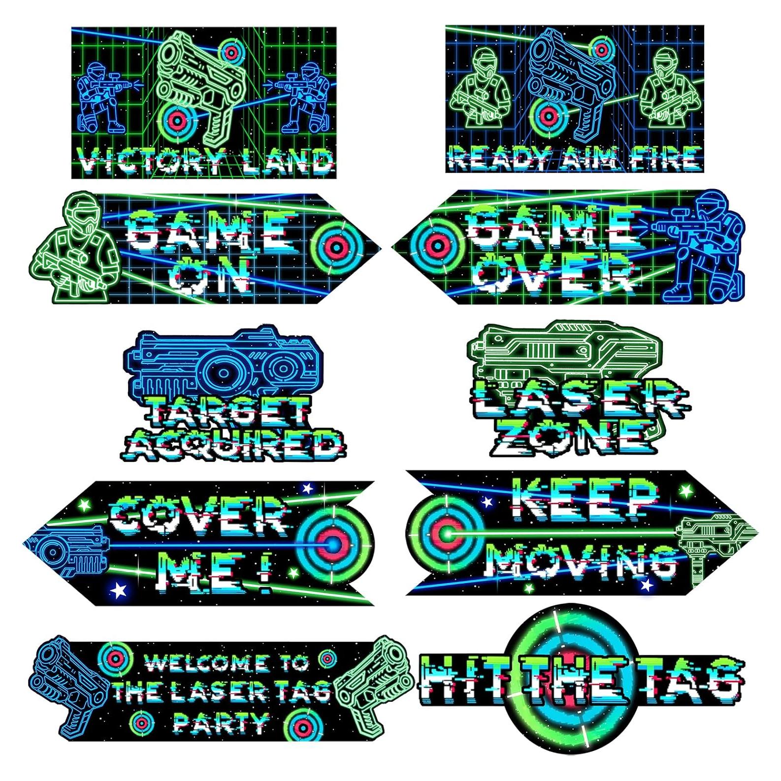 Carteles Direccionales de Fiesta Laser Tag 20 Piezas SamPartyShop