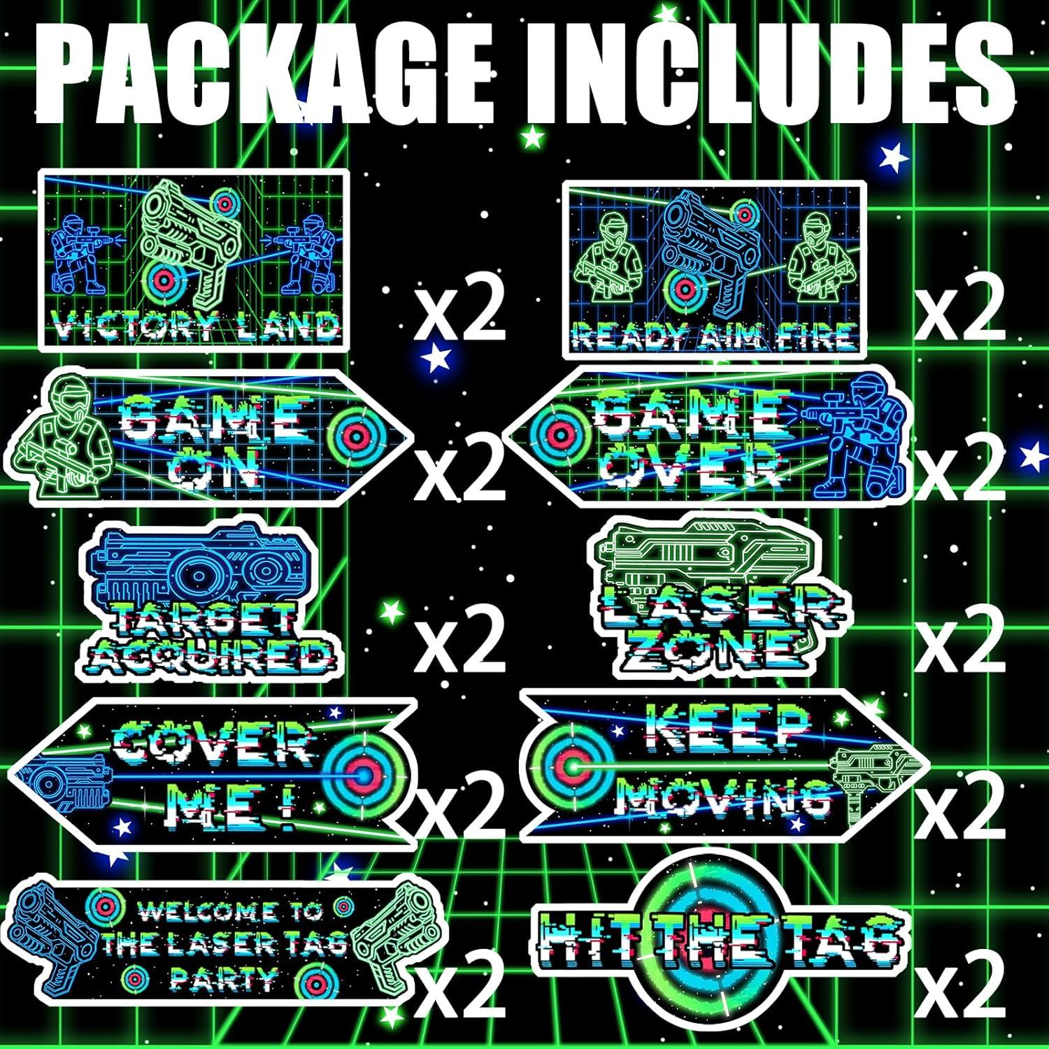 Carteles Direccionales de Fiesta Laser Tag 20 Piezas SamPartyShop