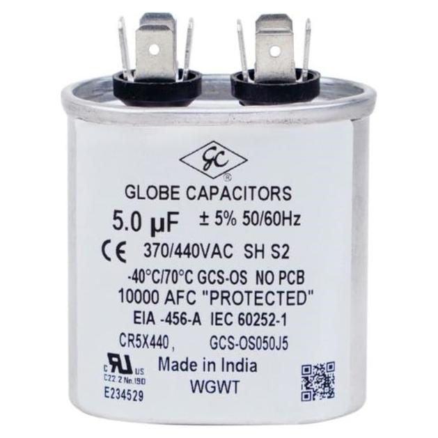 Capacitor de Arranque OVAL 5uF 370V/440V Globe CBB65