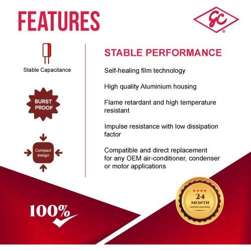 Capacitor de Arranque OVAL 5uF 370V/440V Globe CBB65