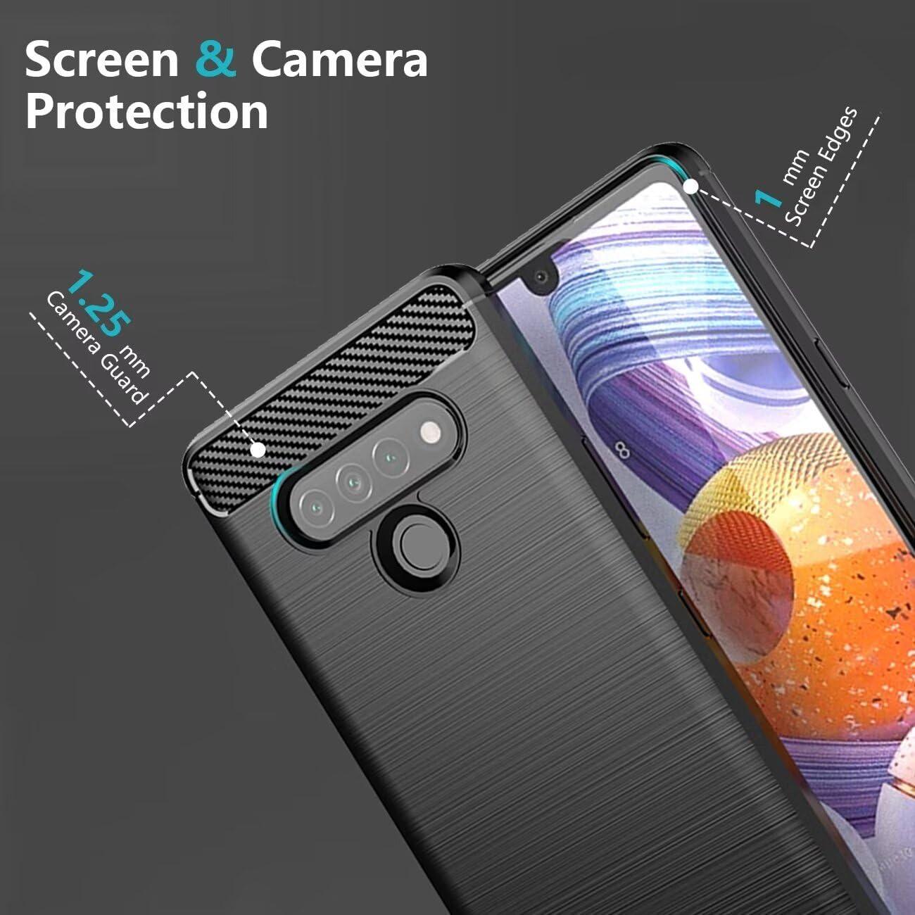 Funda para LG Stylo 6 LMQ730TM Negra TPU Fibra de Carbono
