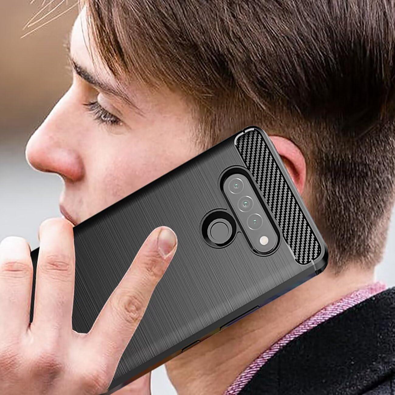 Funda para LG Stylo 6 LMQ730TM Negra TPU Fibra de Carbono