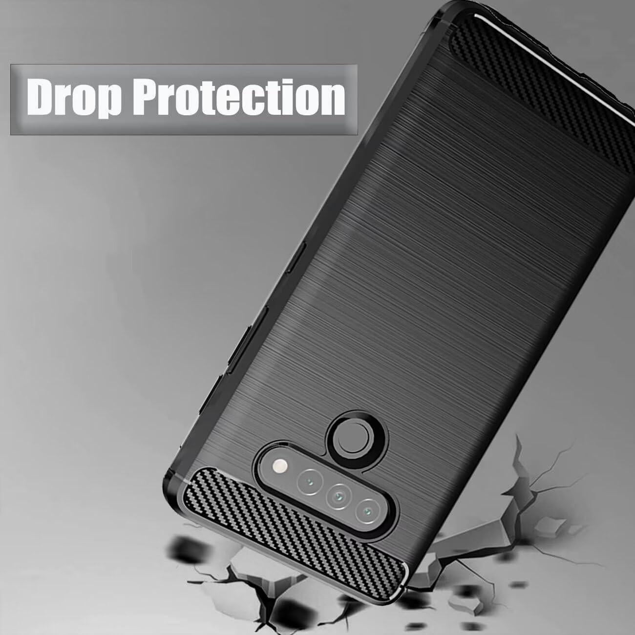 Funda para LG Stylo 6 LMQ730TM Negra TPU Fibra de Carbono