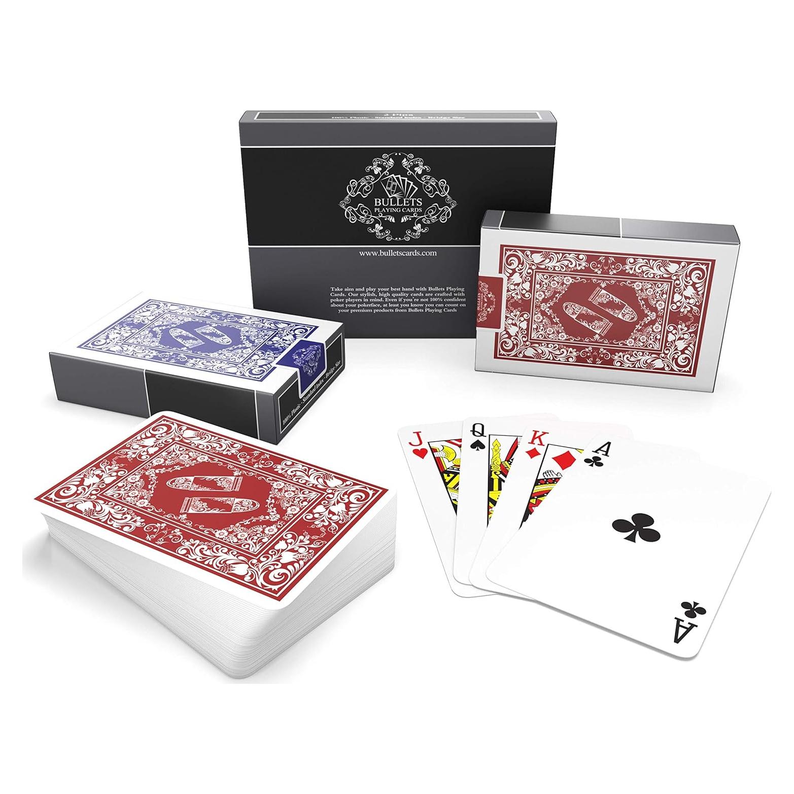 Barajas Bullets - 2 Barajas de Póker Impermeables 52 Cartas