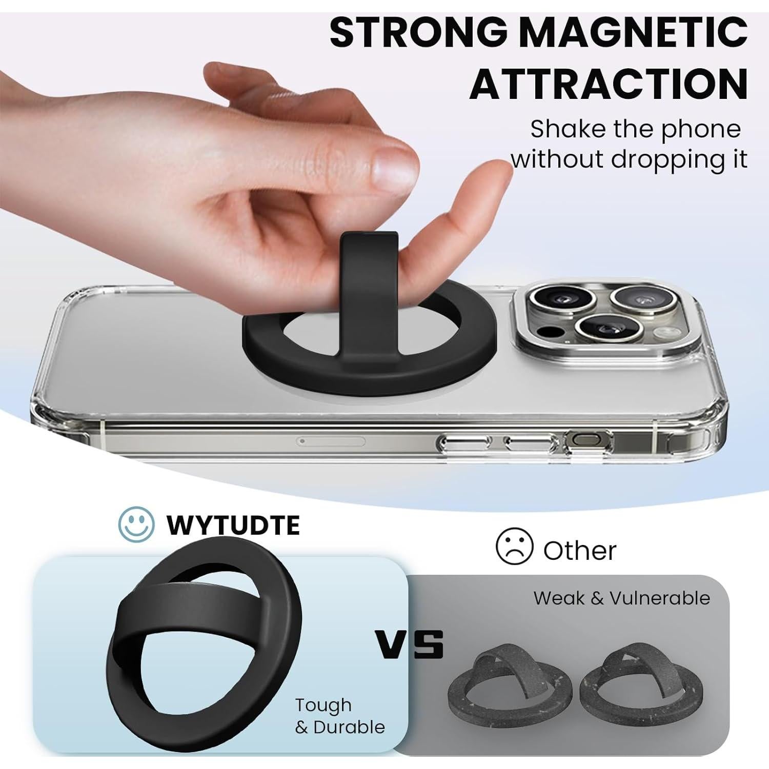 Soporte Magnético para Teléfono STEZHOU con Anillo de Silicona Negro