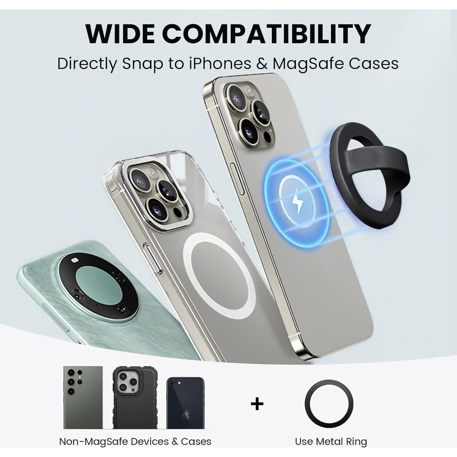 Soporte Magnético para Teléfono STEZHOU con Anillo de Silicona Negro