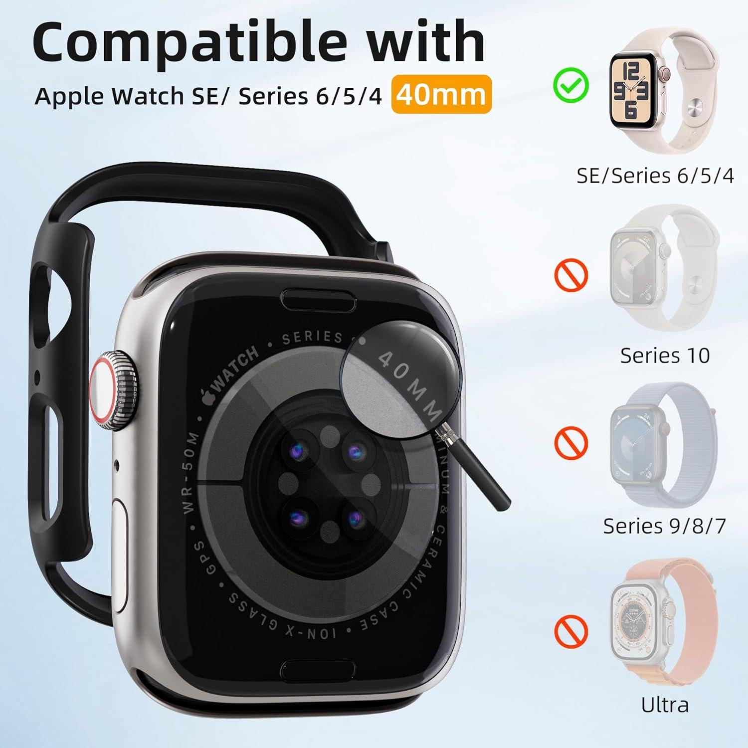Funda Bumper GEEDOOWIN para Apple Watch 40mm - 2 Unidades, Negro