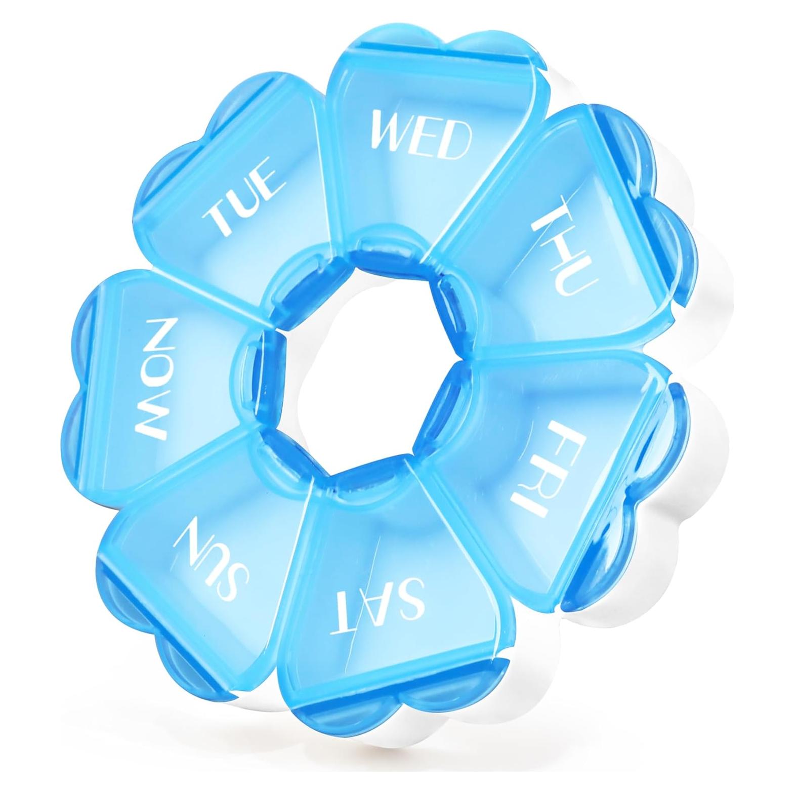 Organizador de Pastillas Semanal FHORAIN Azul - 7 Días, BPA Free