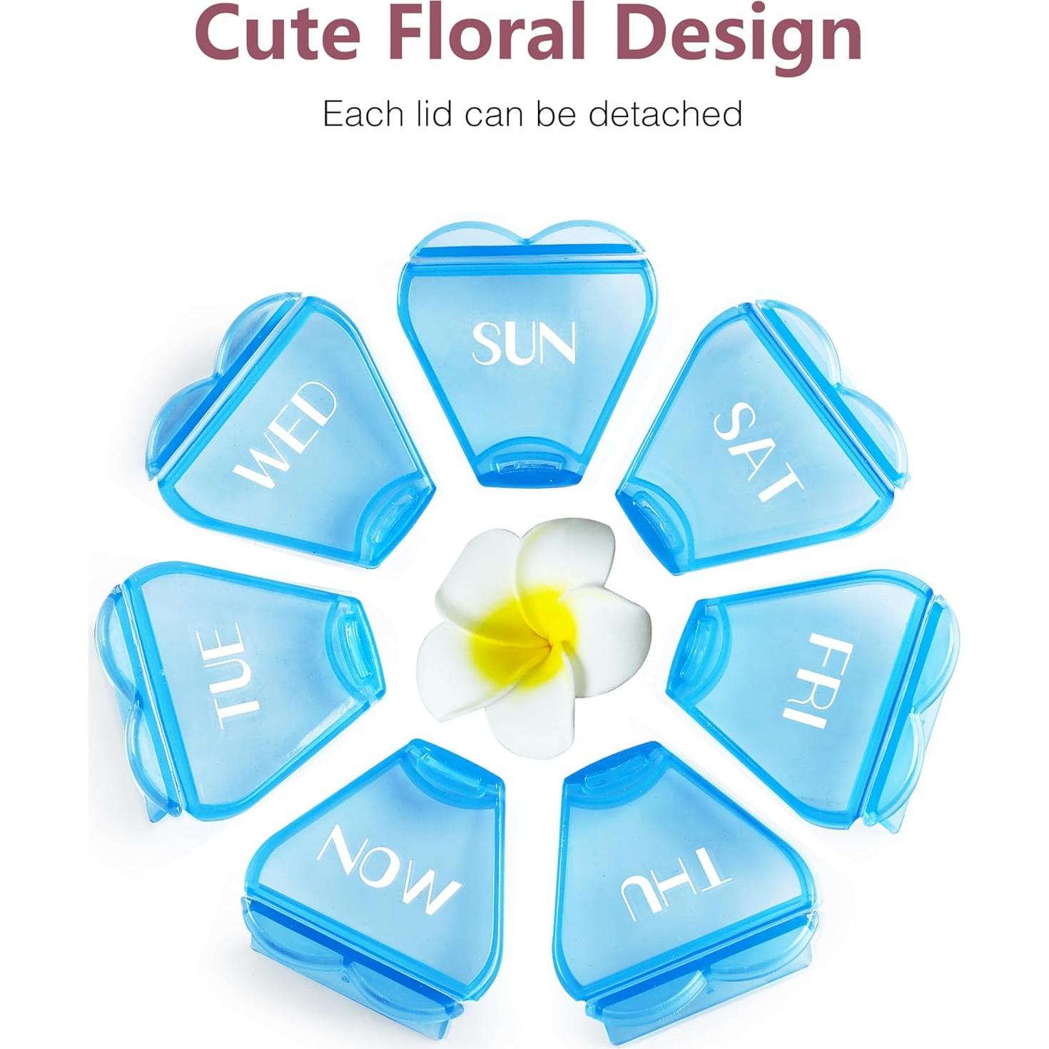 Organizador de Pastillas Semanal FHORAIN Azul - 7 Días, BPA Free