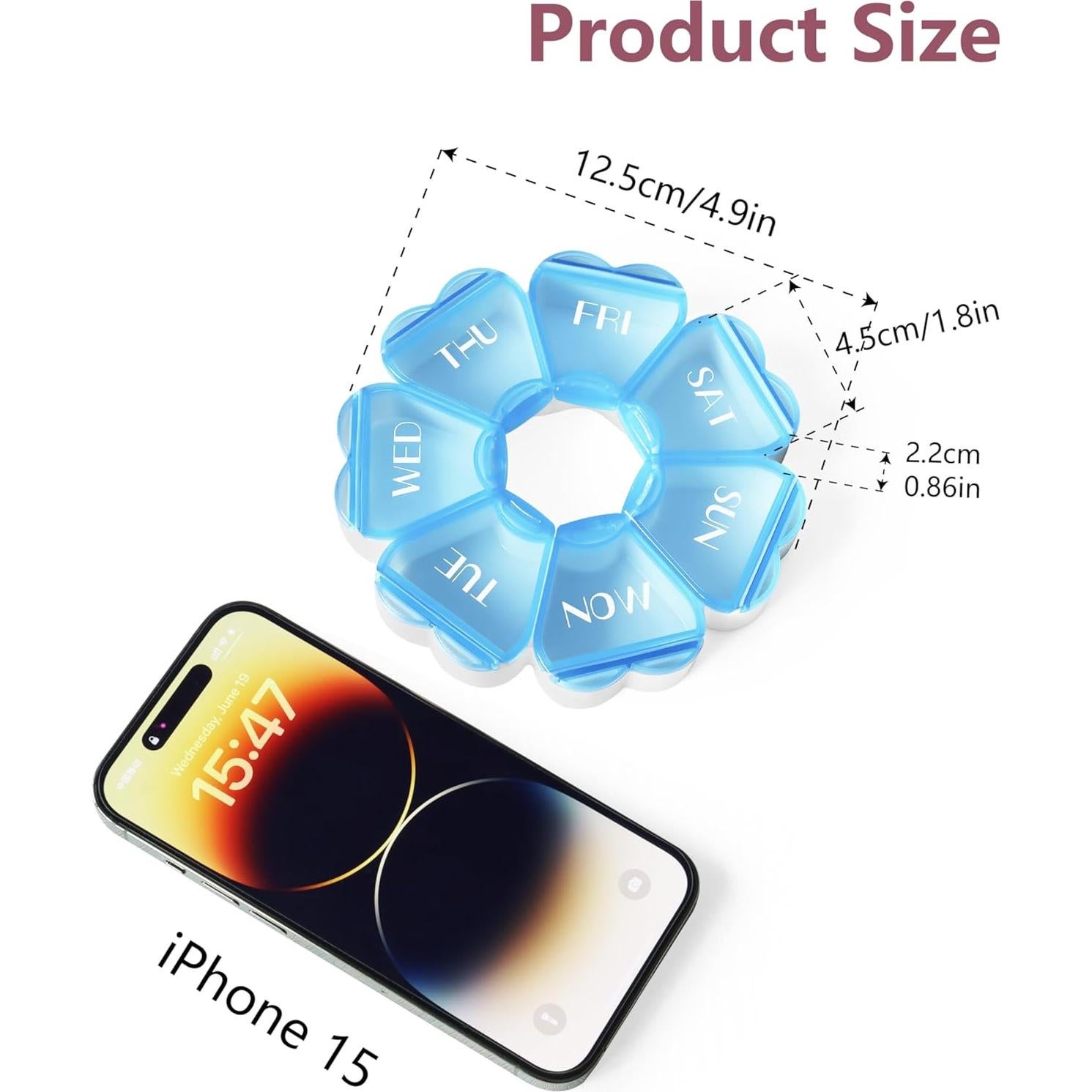 Organizador de Pastillas Semanal FHORAIN Azul - 7 Días, BPA Free