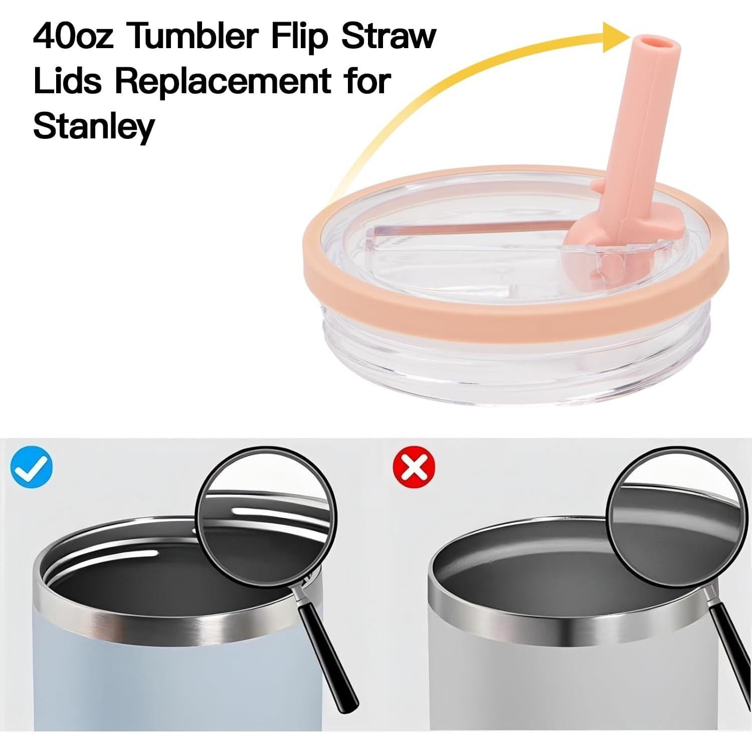 Tapa de Reemplazo InsCrea para Vaso Stanley 40 oz con Popote